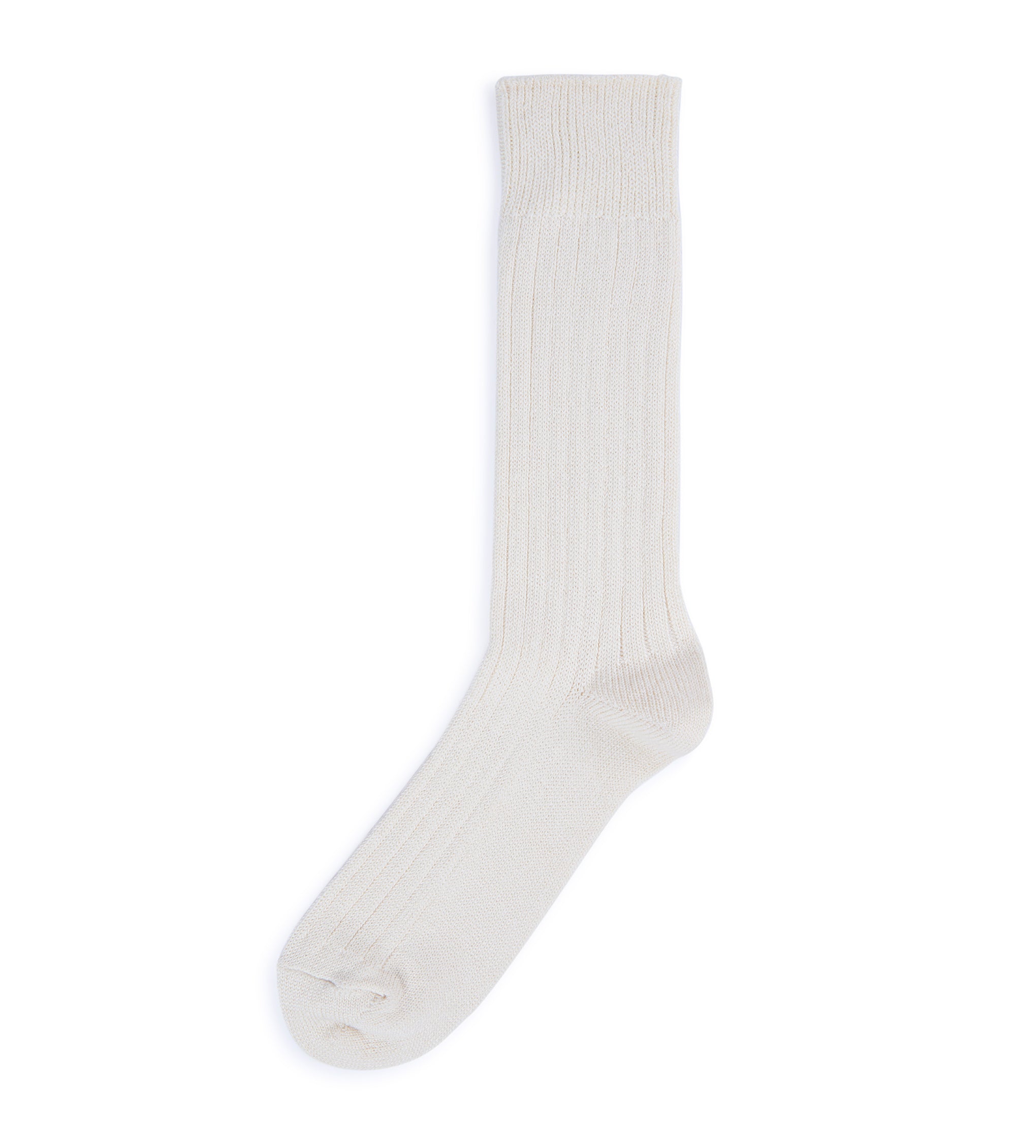 RoToTo Linen Cotton Ribbed Crew Socks: Ecru