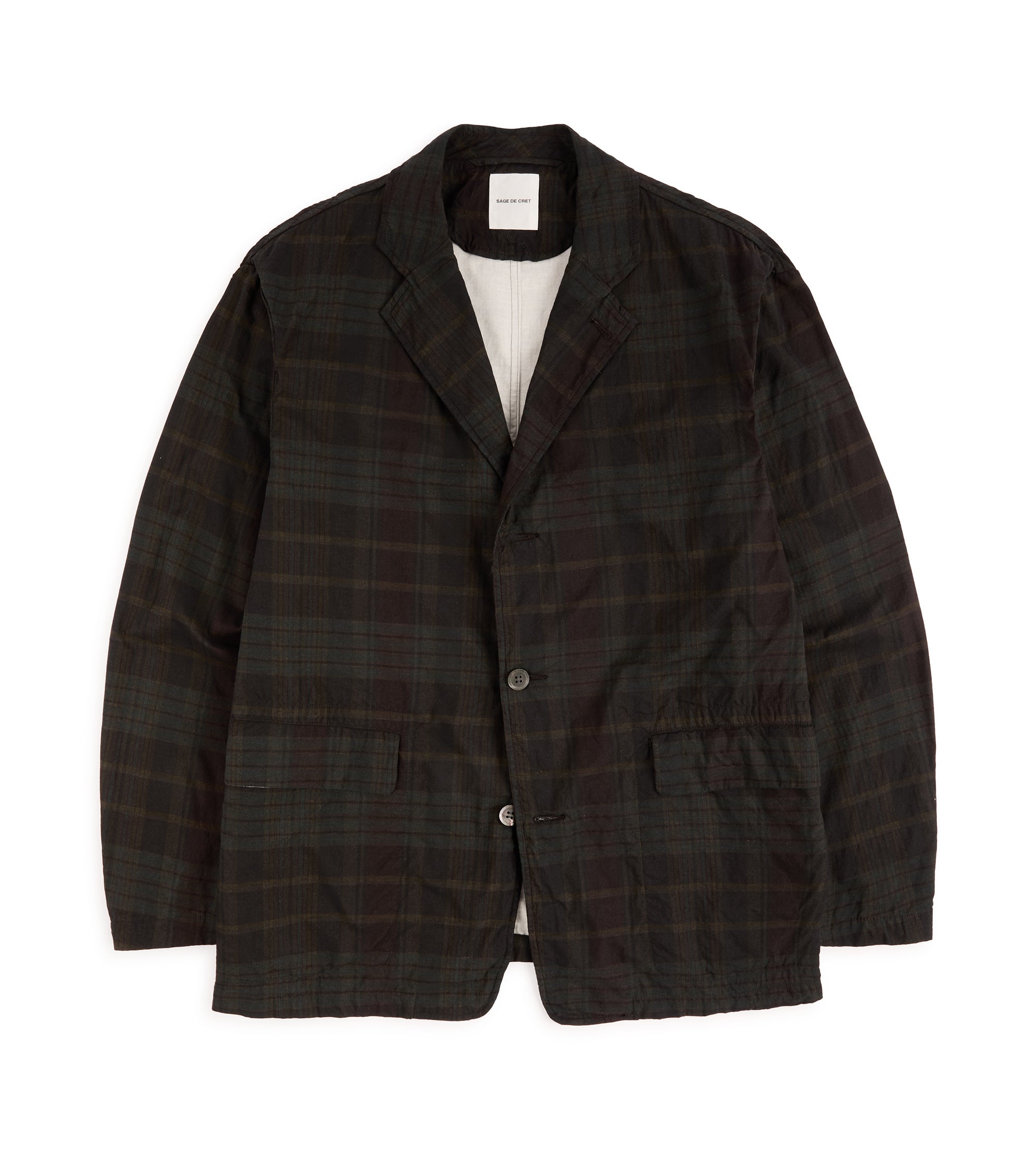 Sage de Cret Cotton Madras Check Coverall Jacket: Charcoal