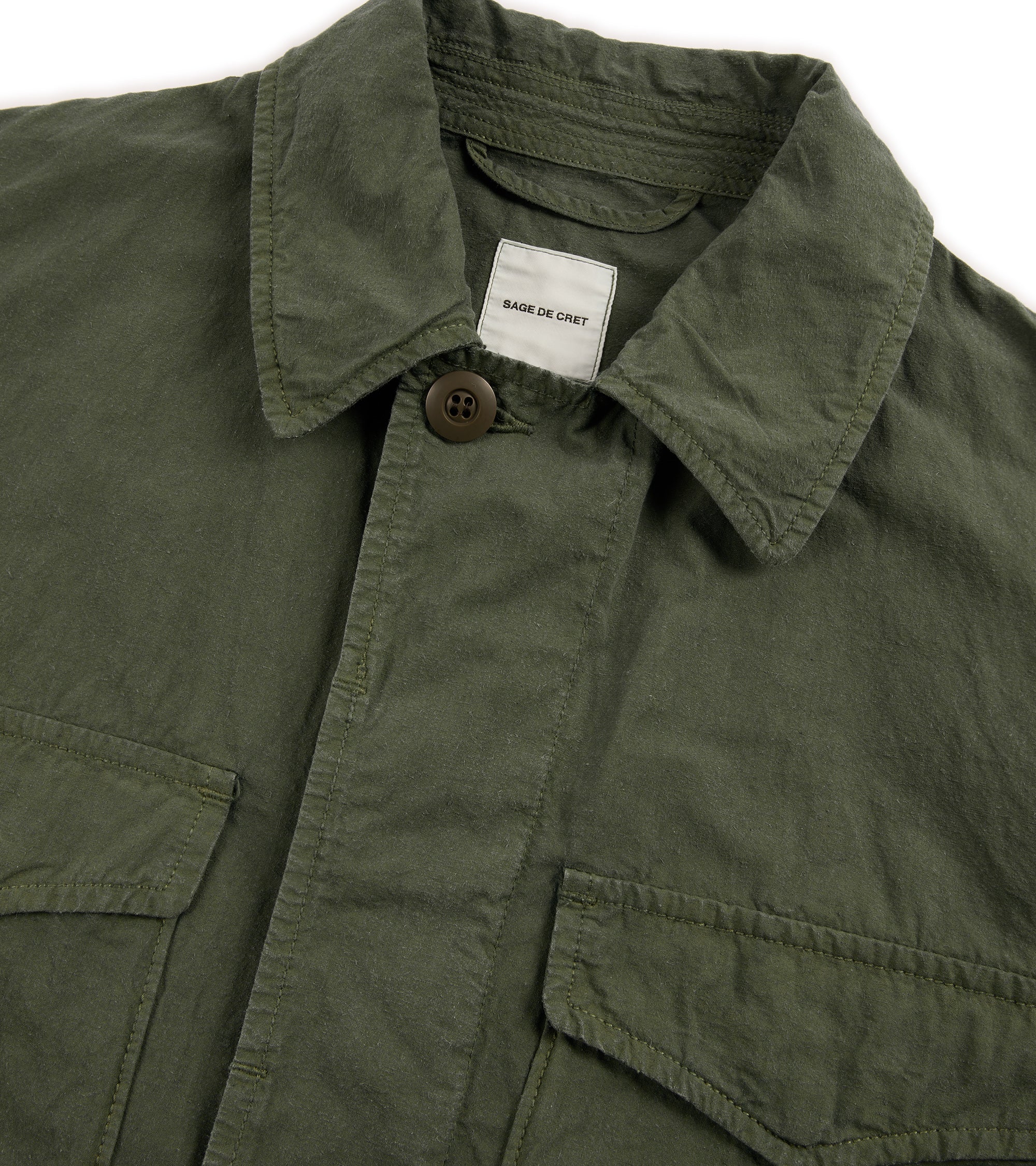 Sage de Cret High Density Cotton Hemp M-65 Jacket: Olive