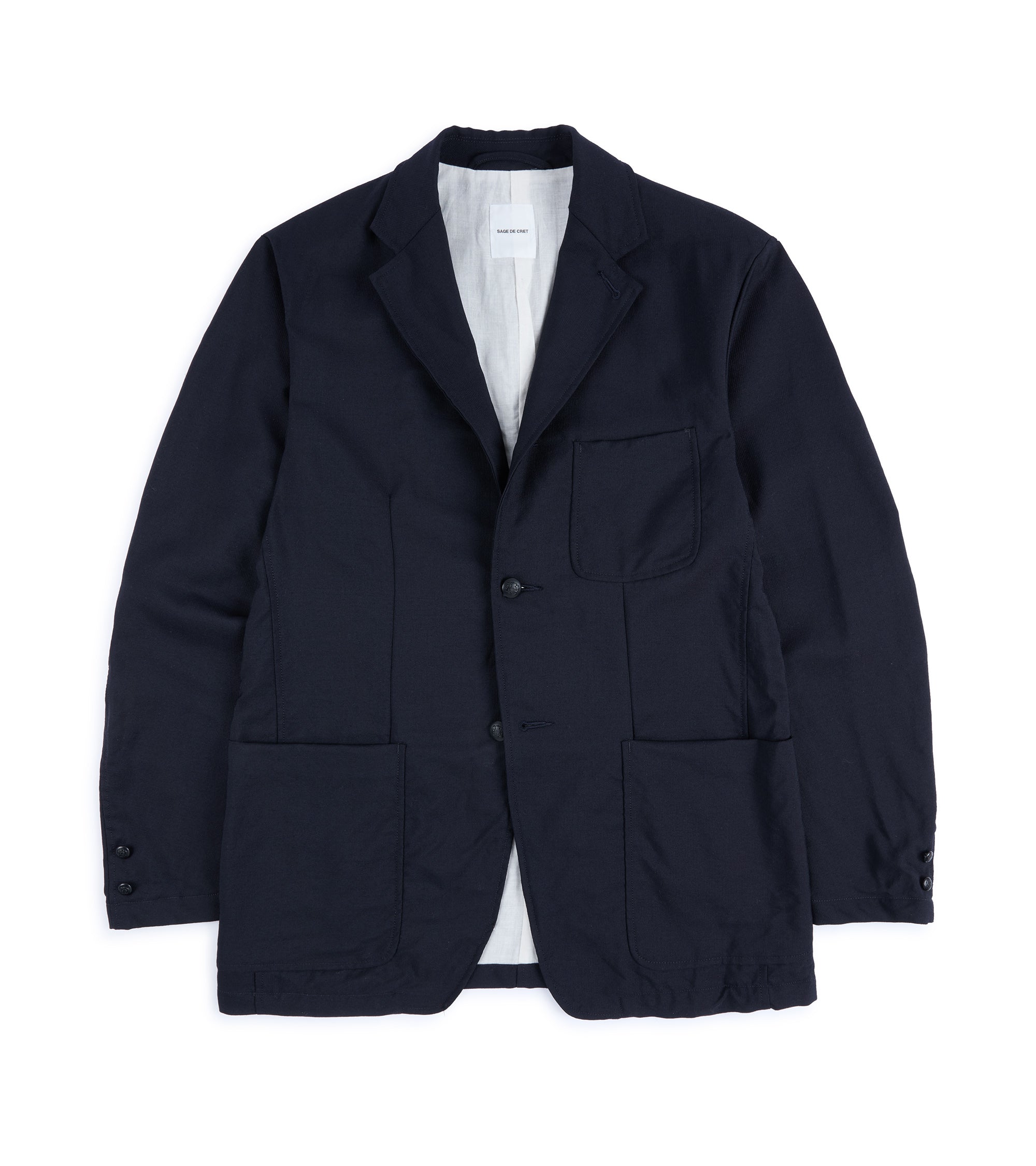 Sage de Cret Wool Hopsack Classic Blazer: Navy