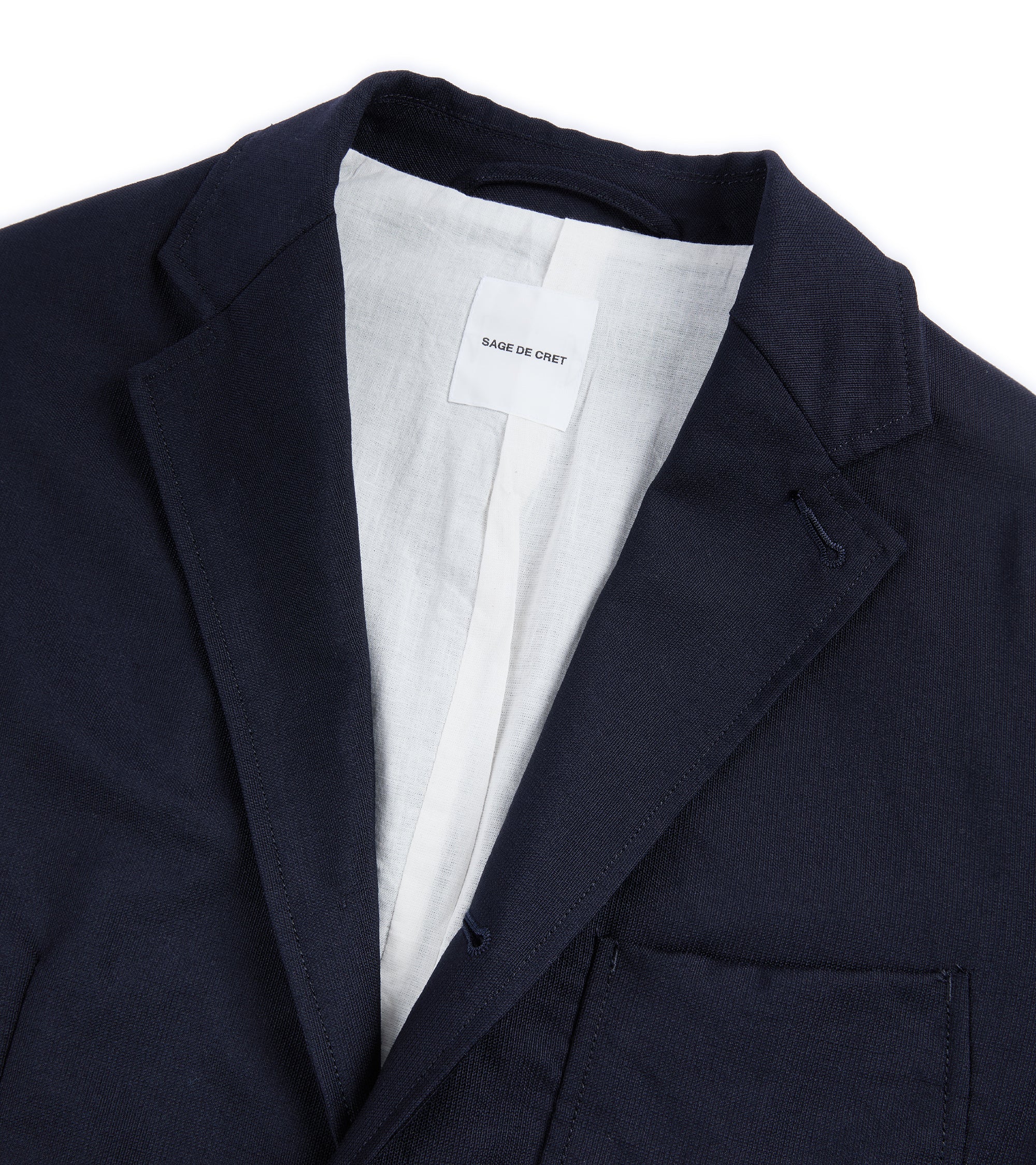 Sage de Cret Wool Hopsack Classic Blazer: Navy