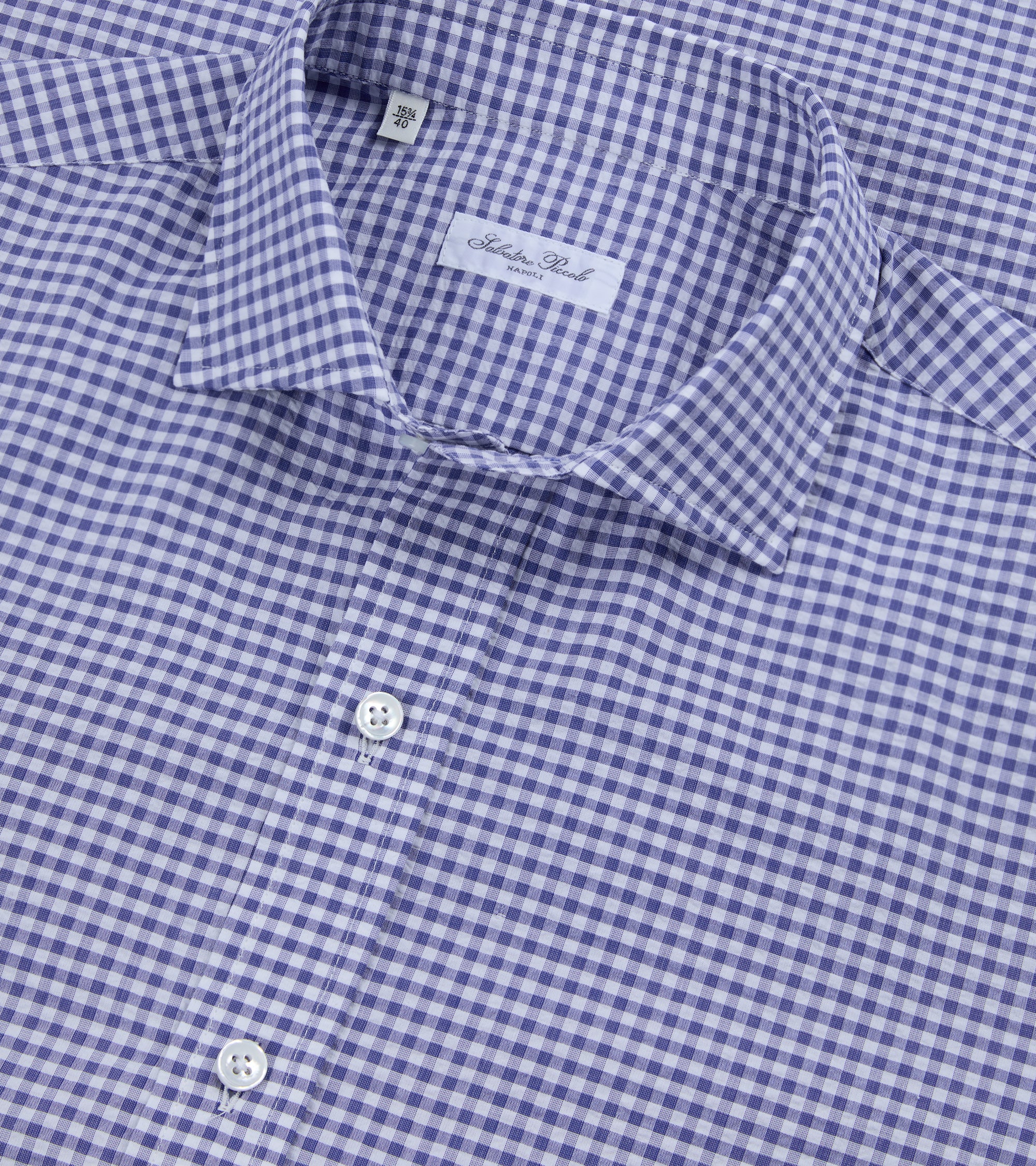 Salvatore Piccolo Seersucker Check Shirt: Navy