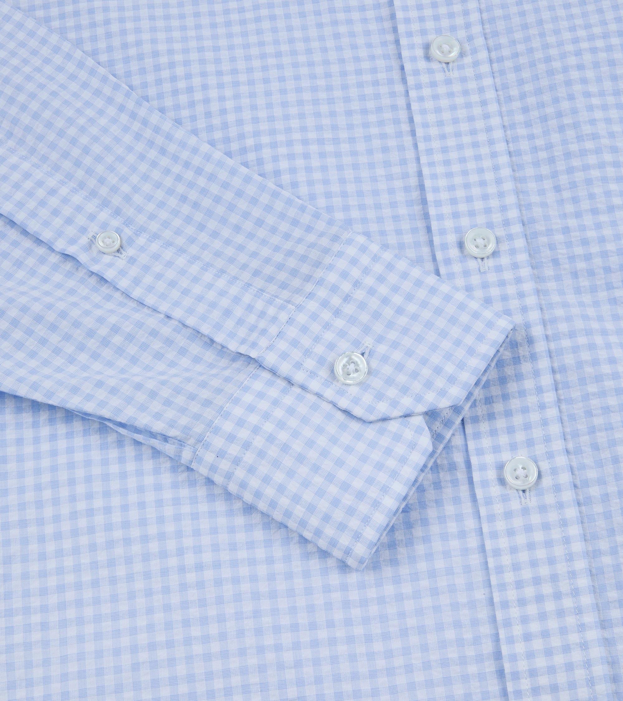 Salvatore Piccolo Seersucker Check Shirt: Pale Blue