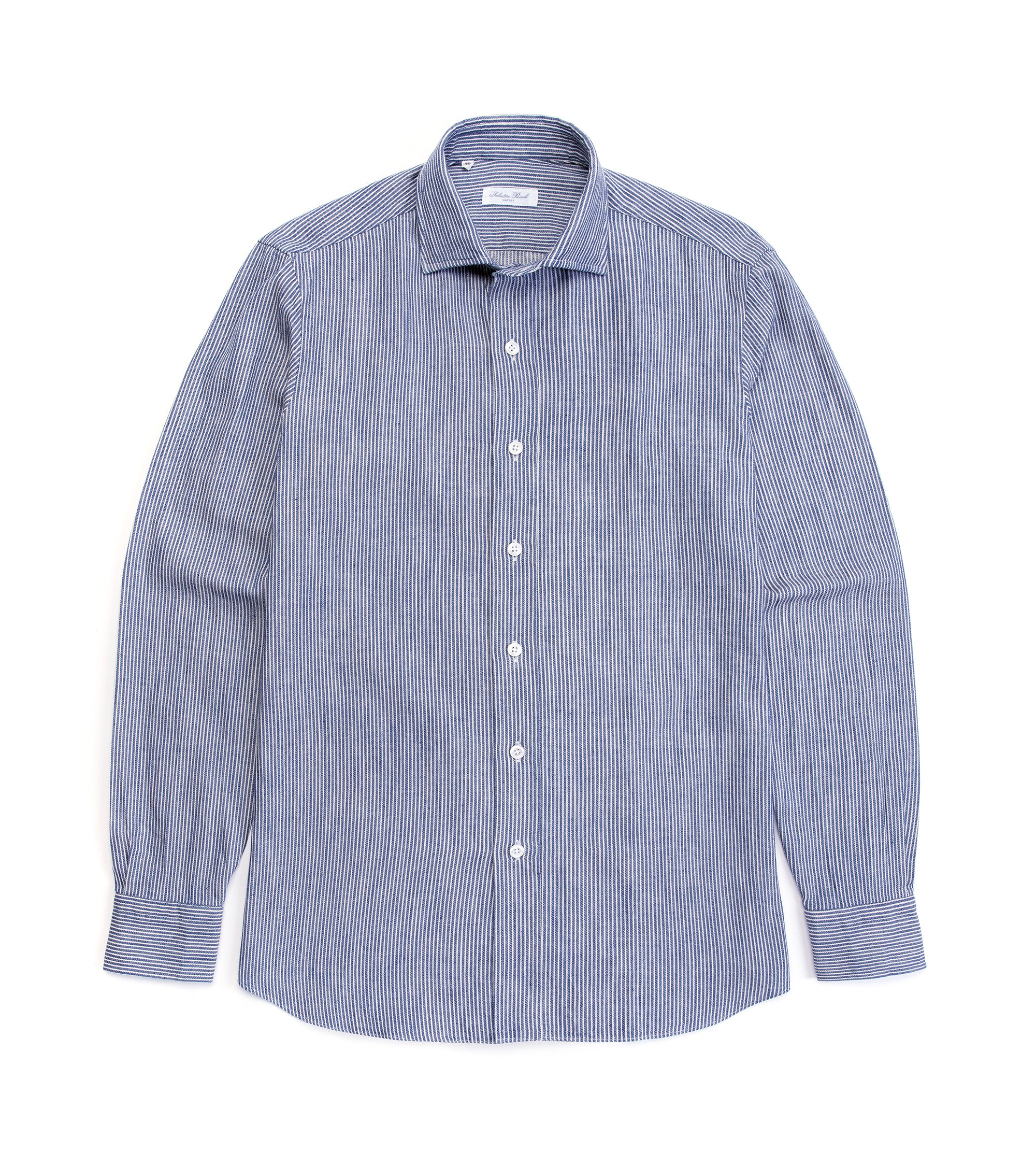 Salvatore Piccolo Selvedge Cotton Striped Shirt: Dark Blue