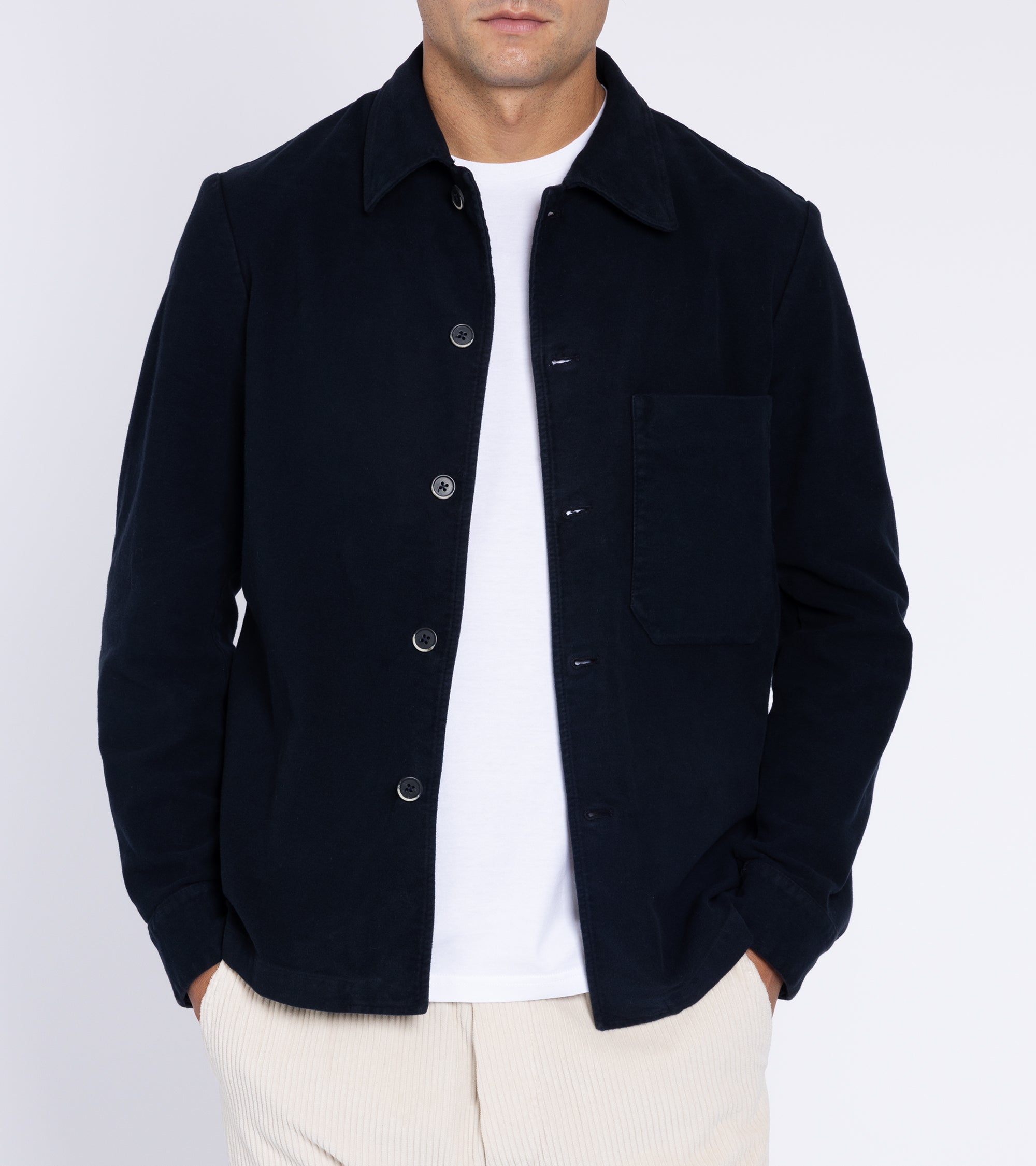 Barena Cedrone Garzada Moleskin Overshirt: Navy