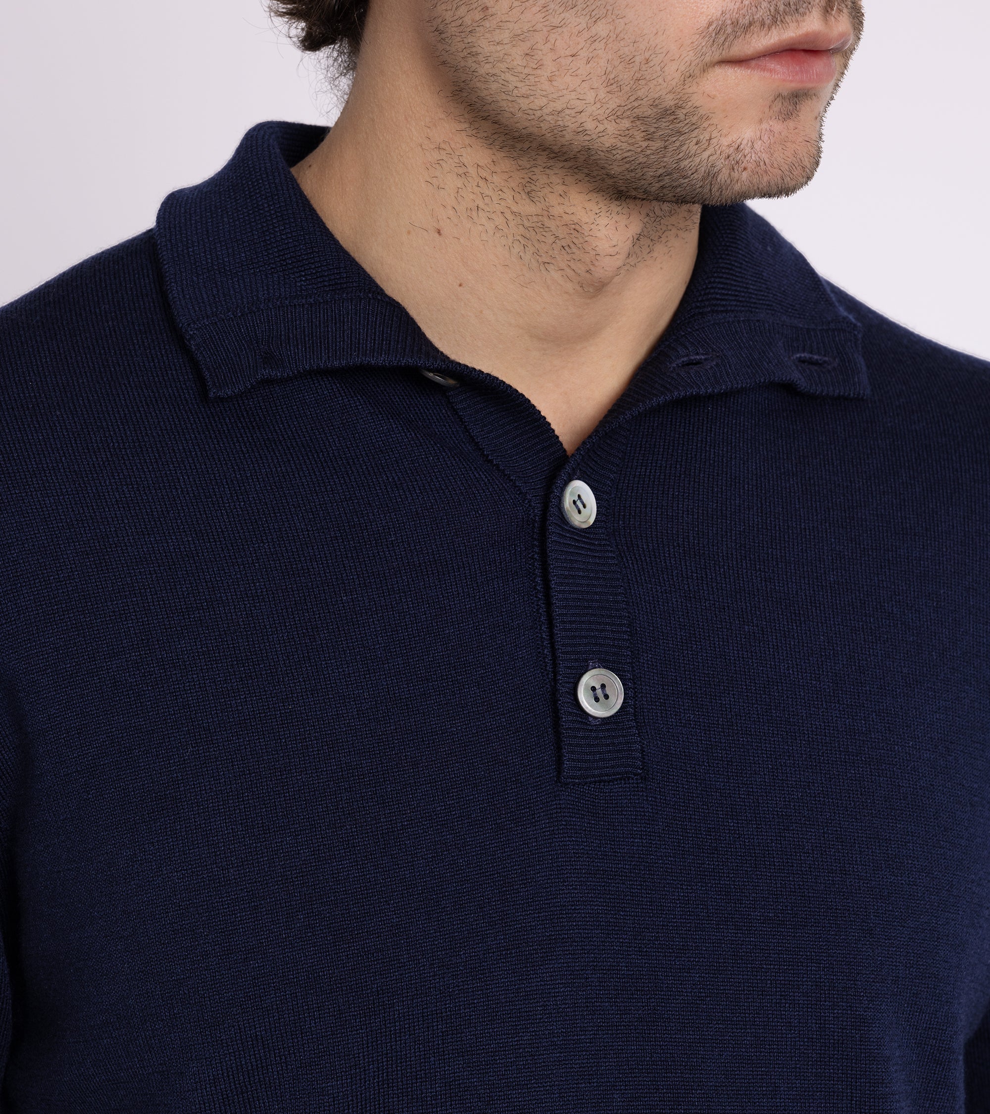 Trunk Bennet Merino Button Neck Sweater: Navy