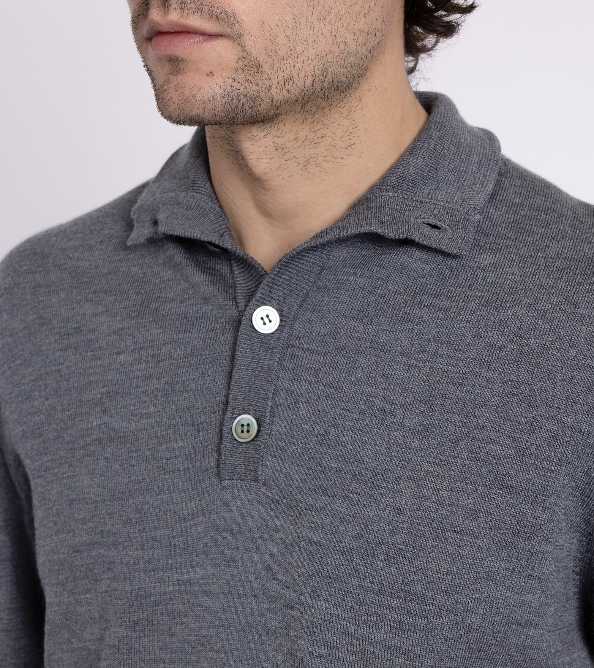 Trunk Bennet Merino Button Neck Sweater: Grey