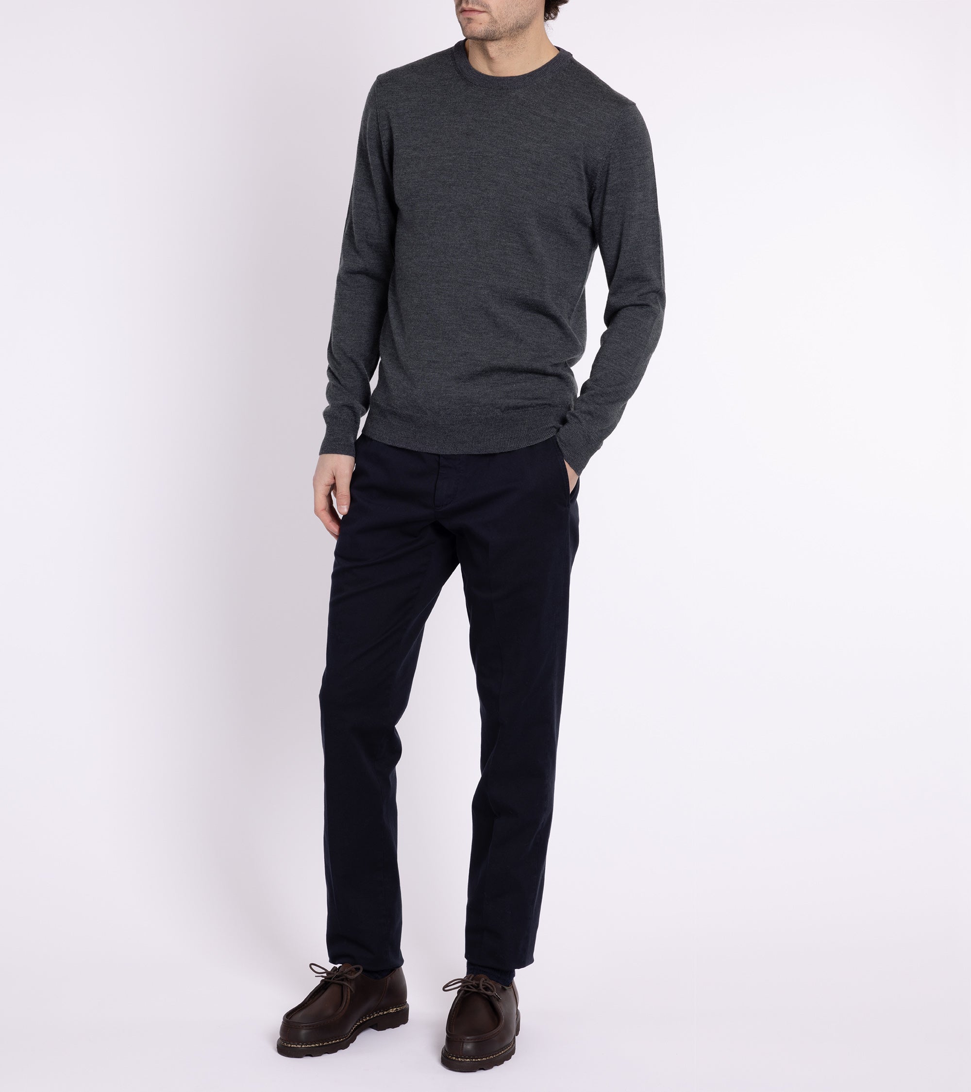 Trunk Harley Merino Crew Neck Sweater: Dark Grey