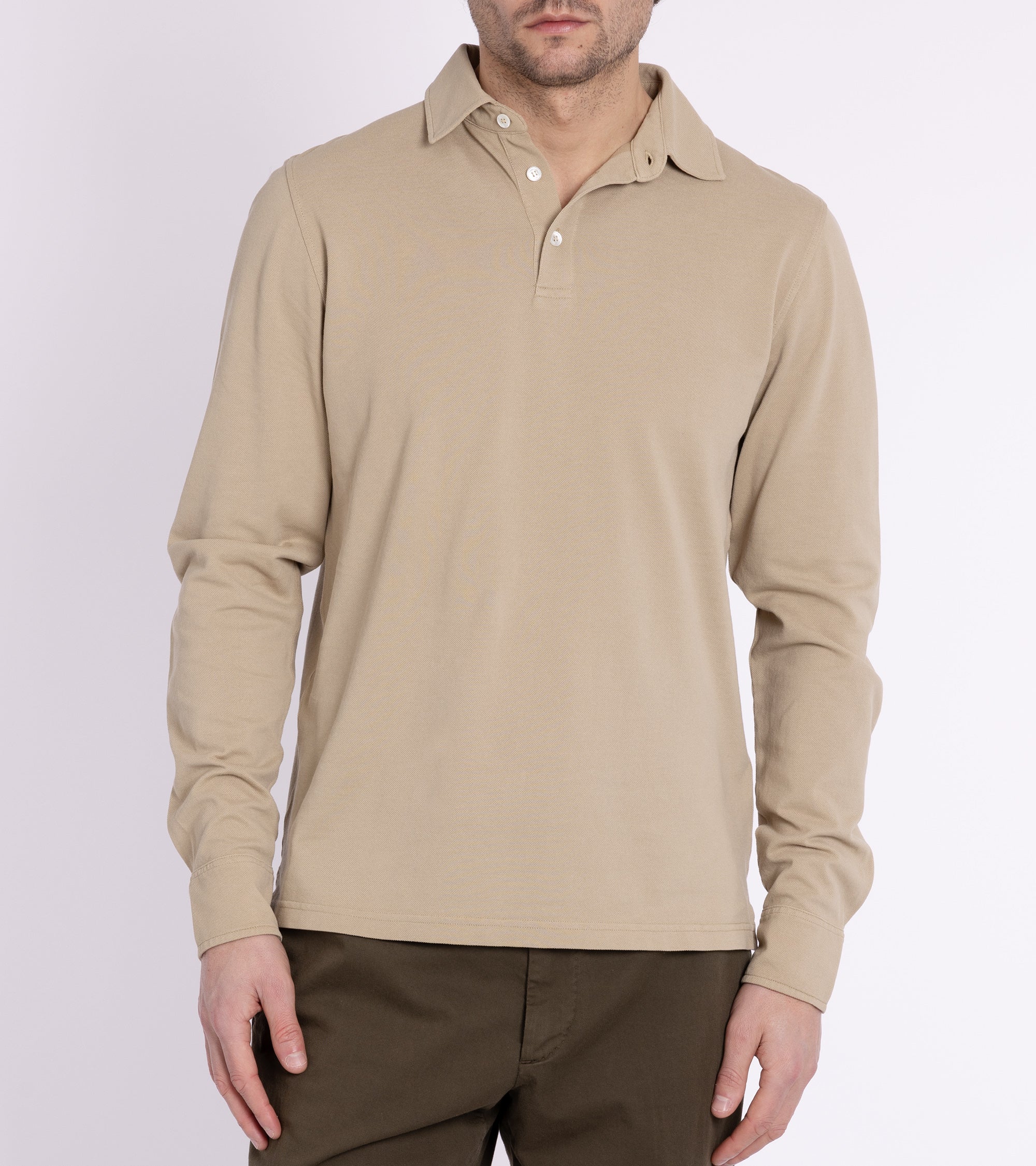 Trunk Moxon Long Sleeve Polo Shirt: Safari Beige