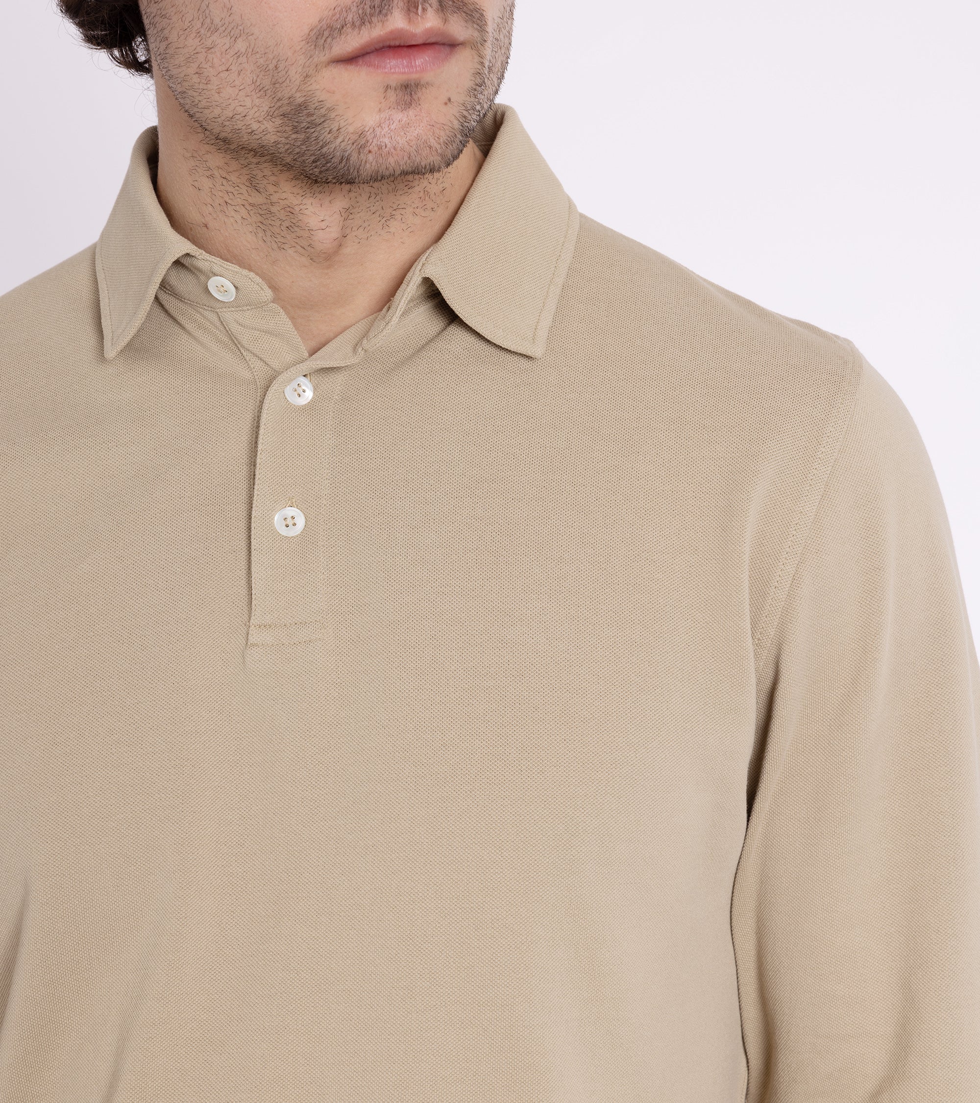 Trunk Moxon Long Sleeve Polo Shirt: Safari Beige