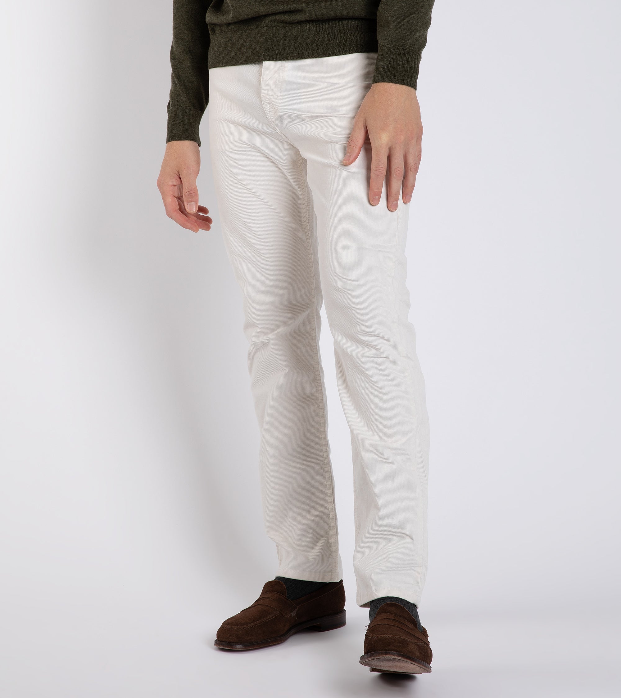 Trunk Duke Corduroy 5 Pocket Trousers: Off White