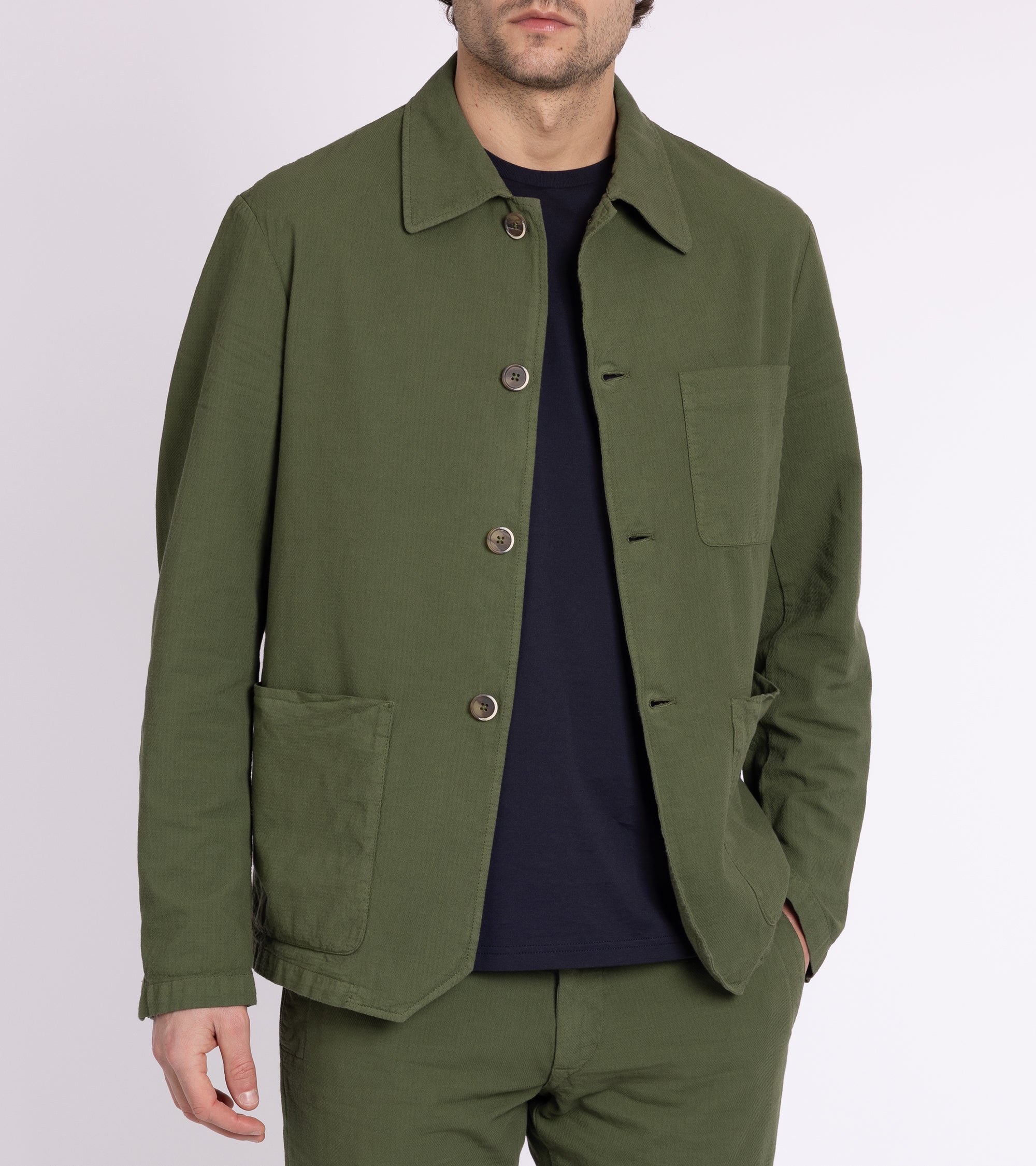 Barena Visal Arela Cotton Shirt Jacket: Green