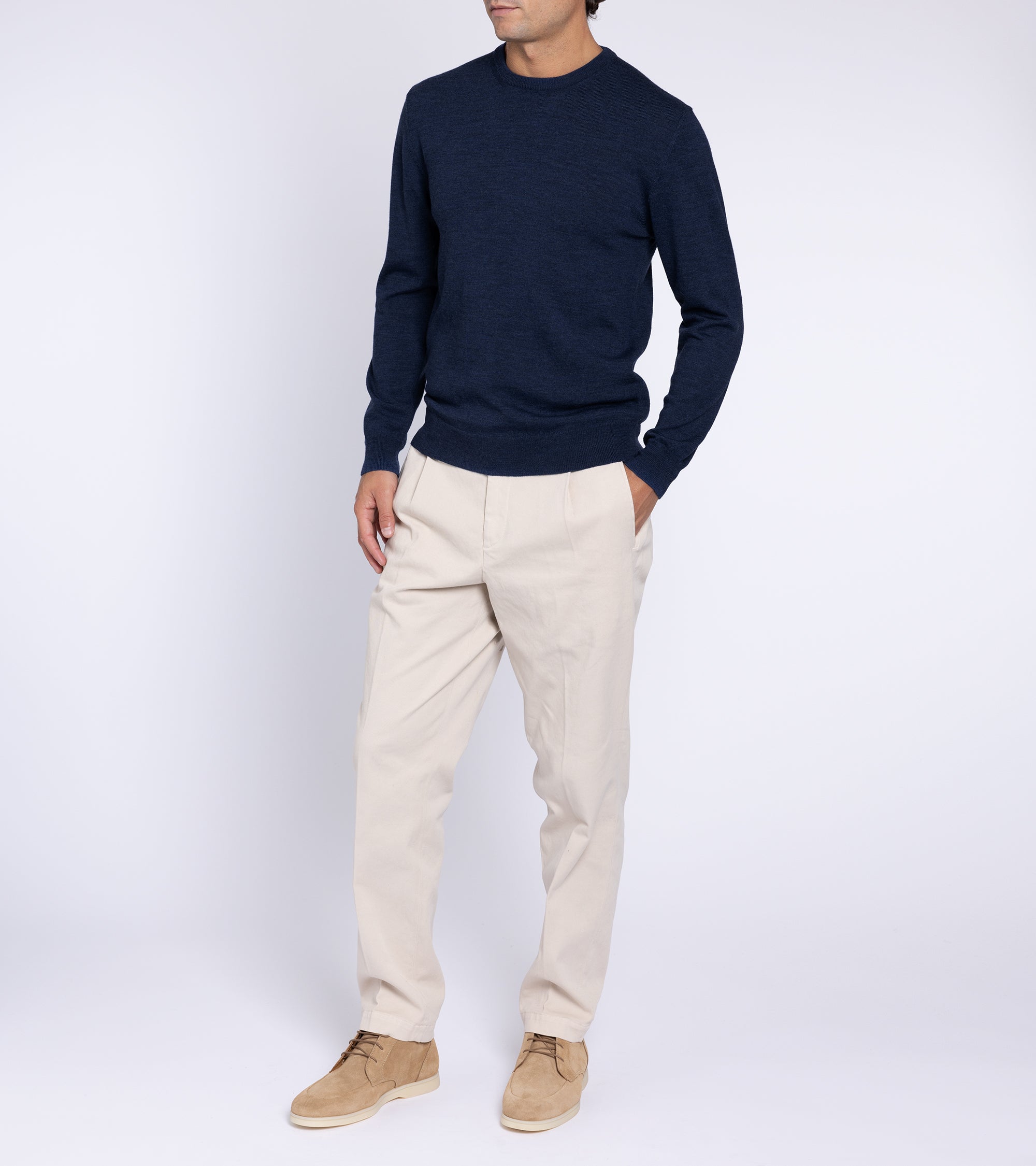 Trunk Harley Merino Crew Neck Sweater: Mid Blue