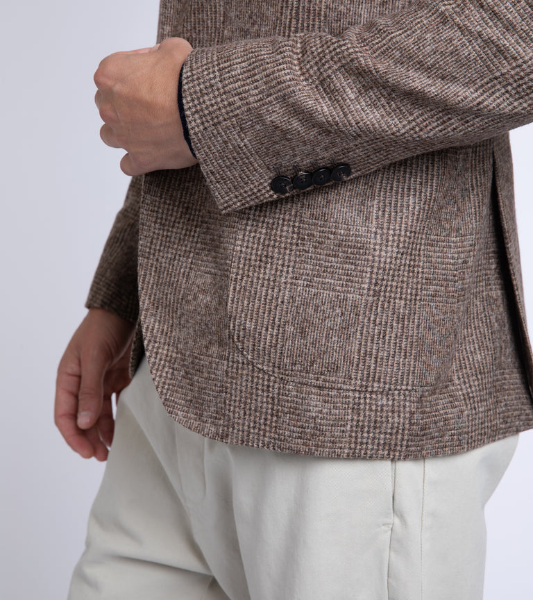 Lardini Wool Alpaca Prince of Wales Checked Jacket: Brown – Trunk