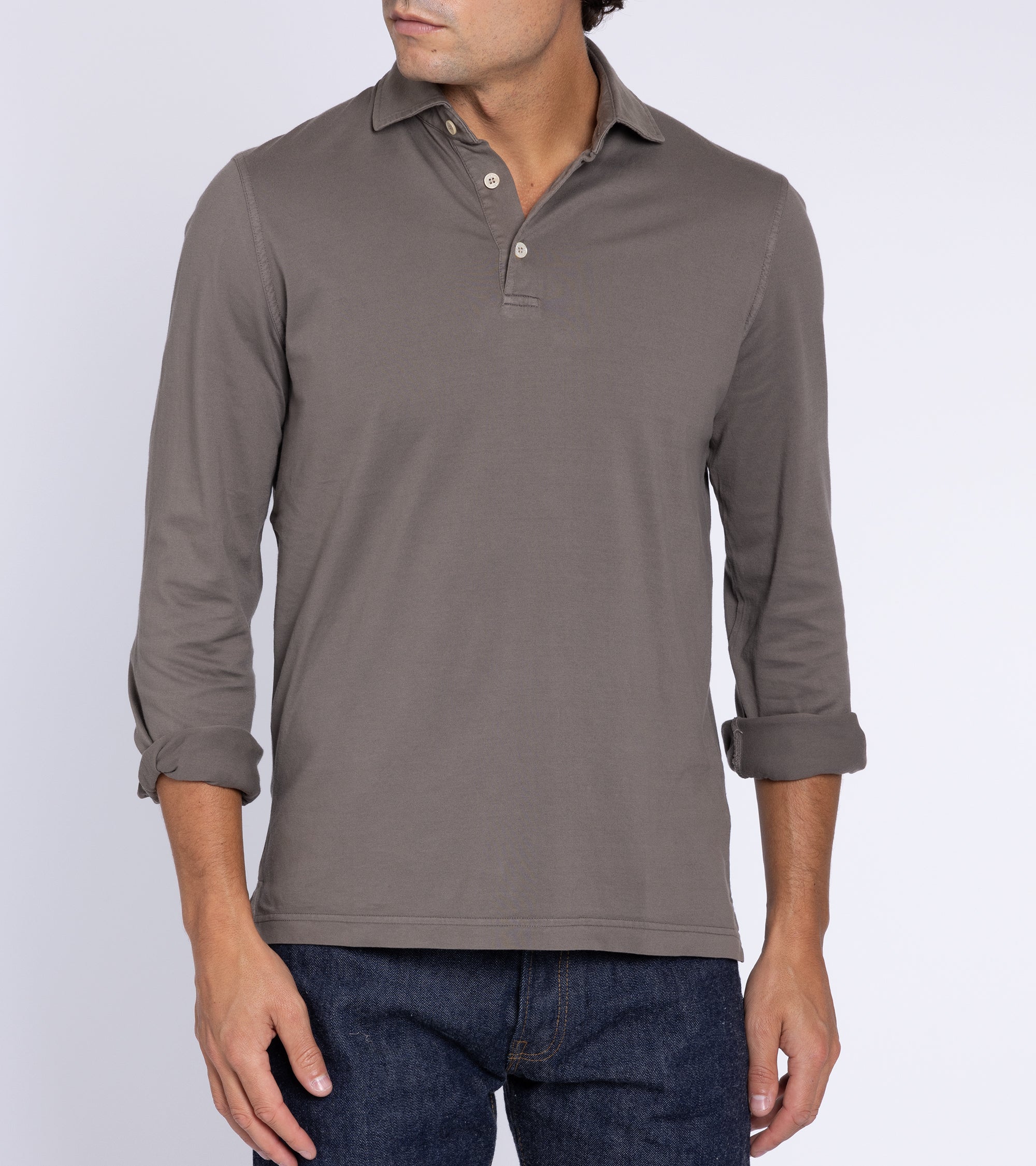 Fedeli Jersey Polo: Brown Grey