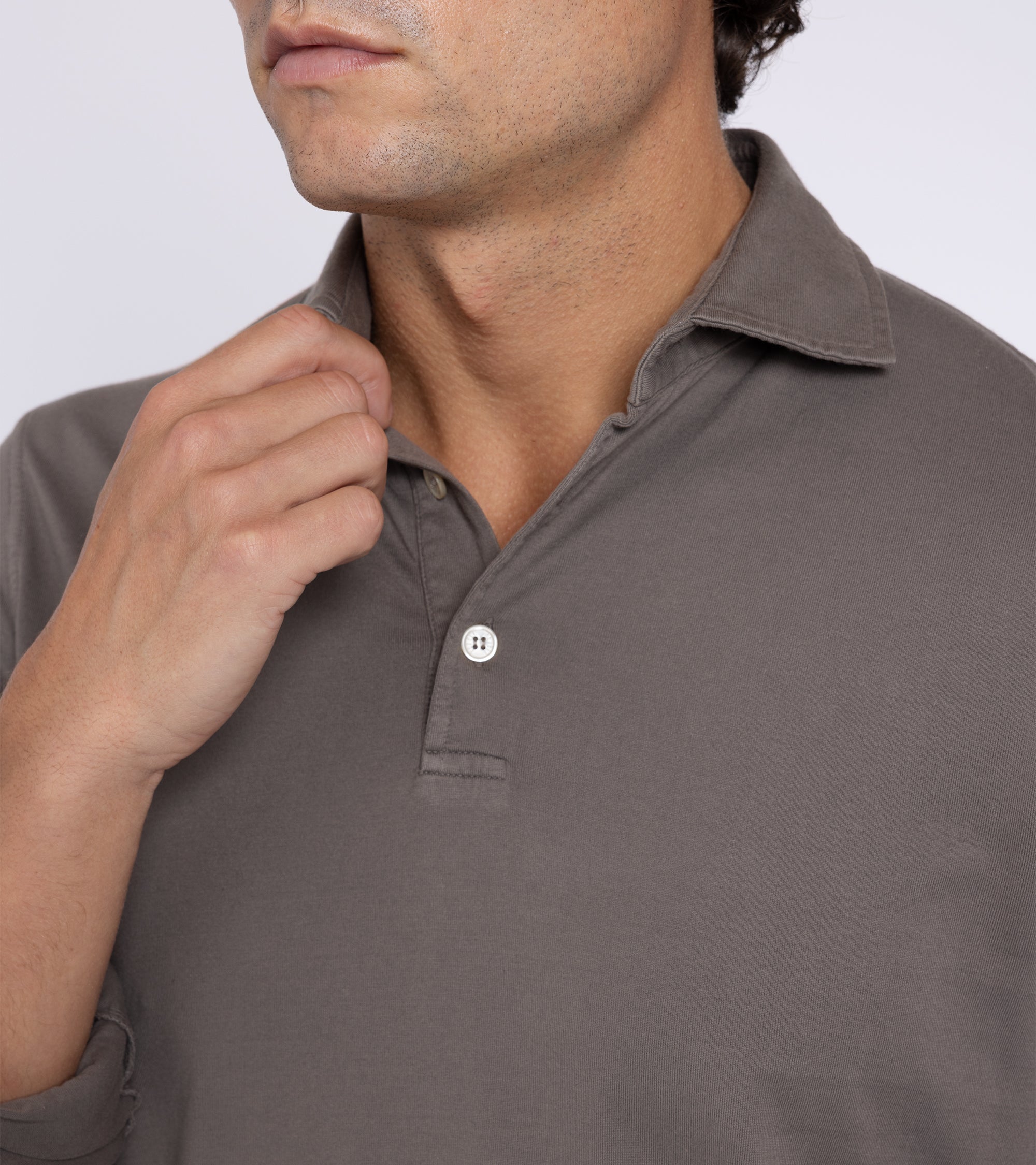 Fedeli Jersey Polo: Brown Grey