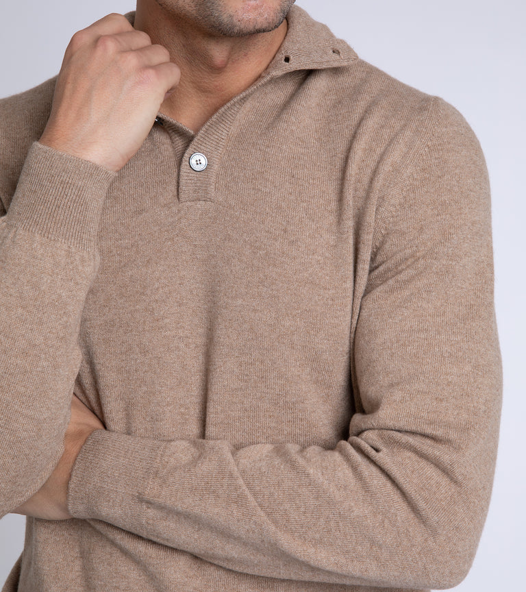 Fedeli Cashmere Button Neck Sweater: Natural – Trunk Clothiers