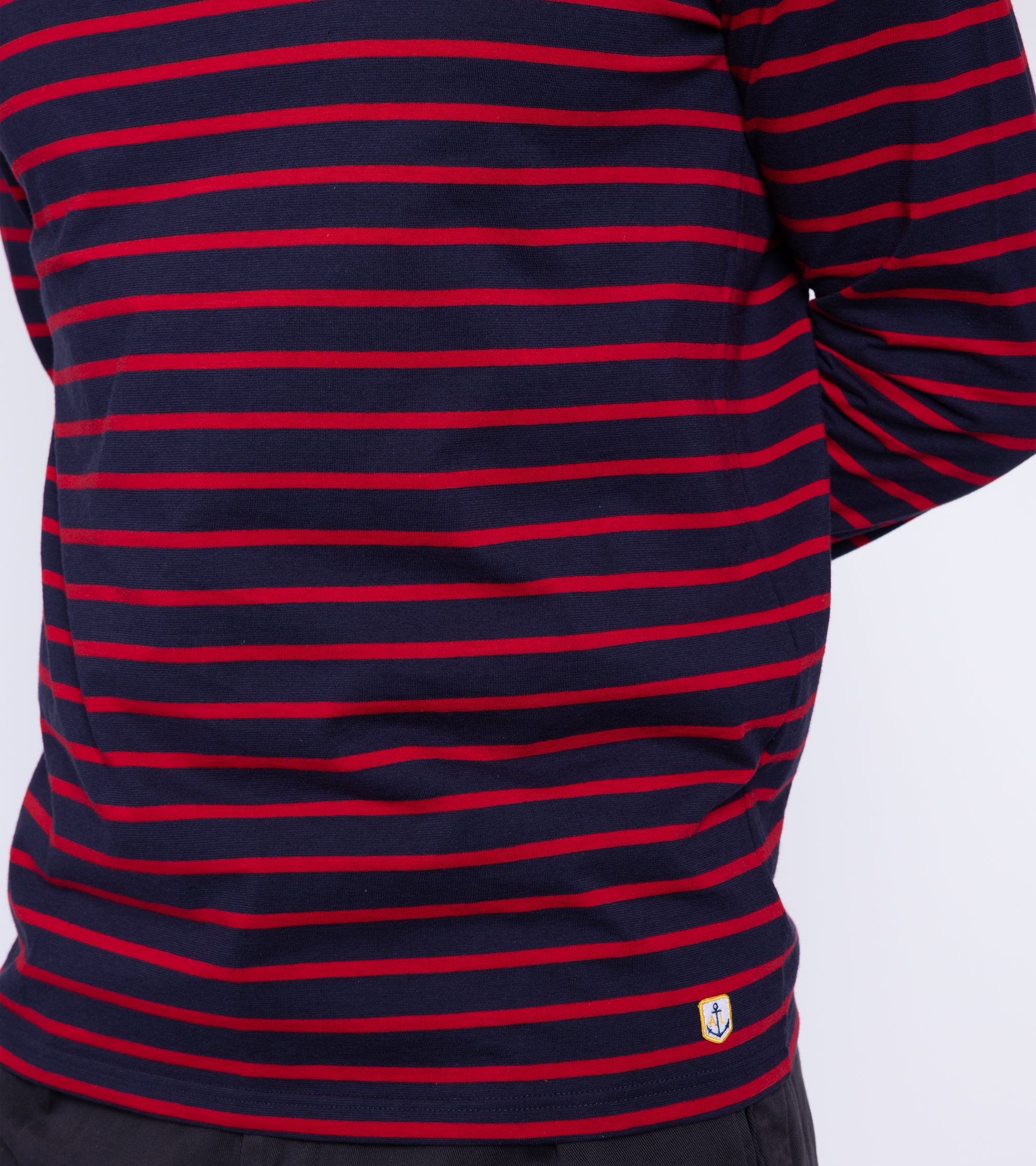 Armor Lux Lightweight Breton Striped T-Shirt: Navy Red