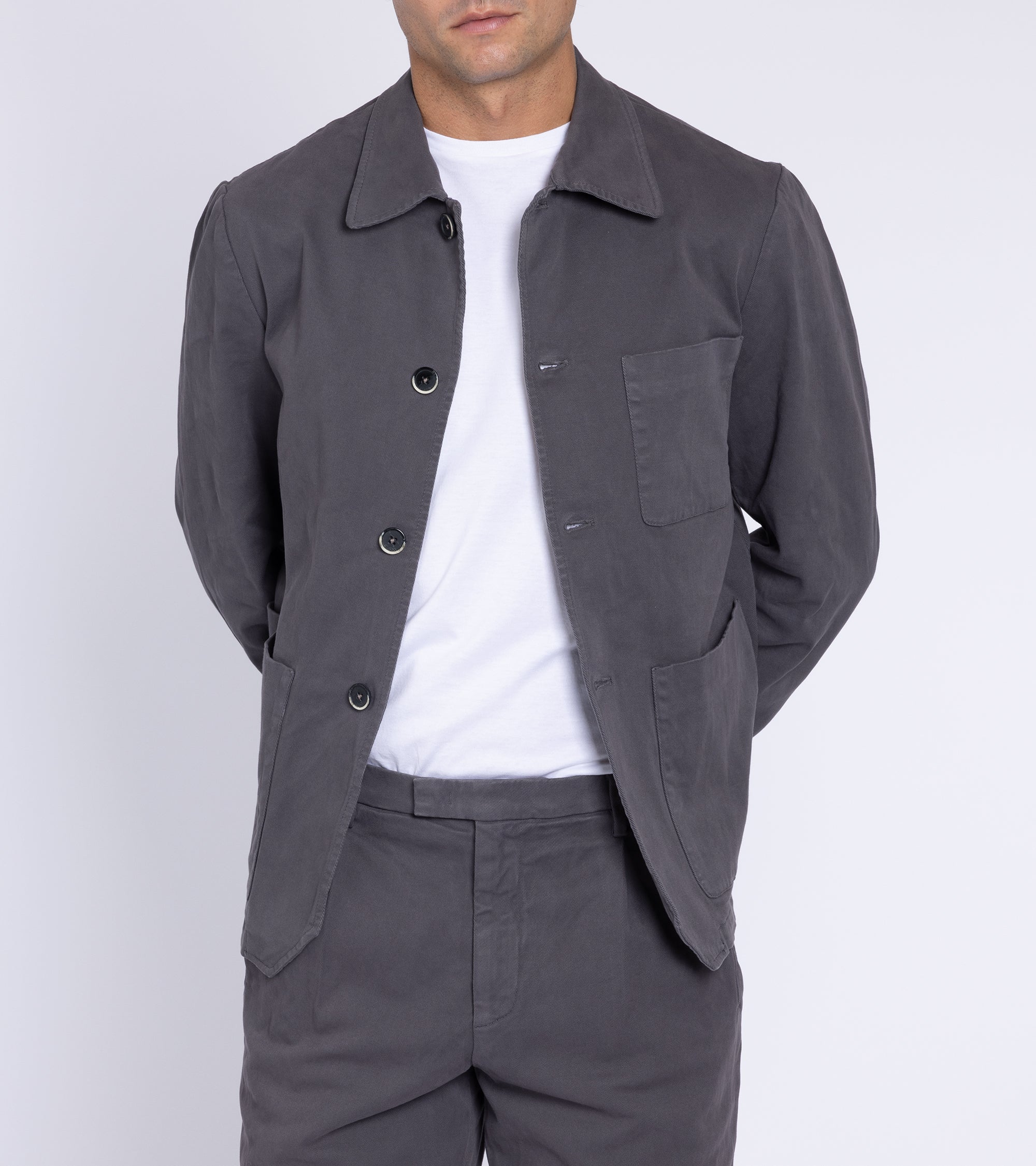 Barena Visal Mante Cotton Twill Overshirt: Grey