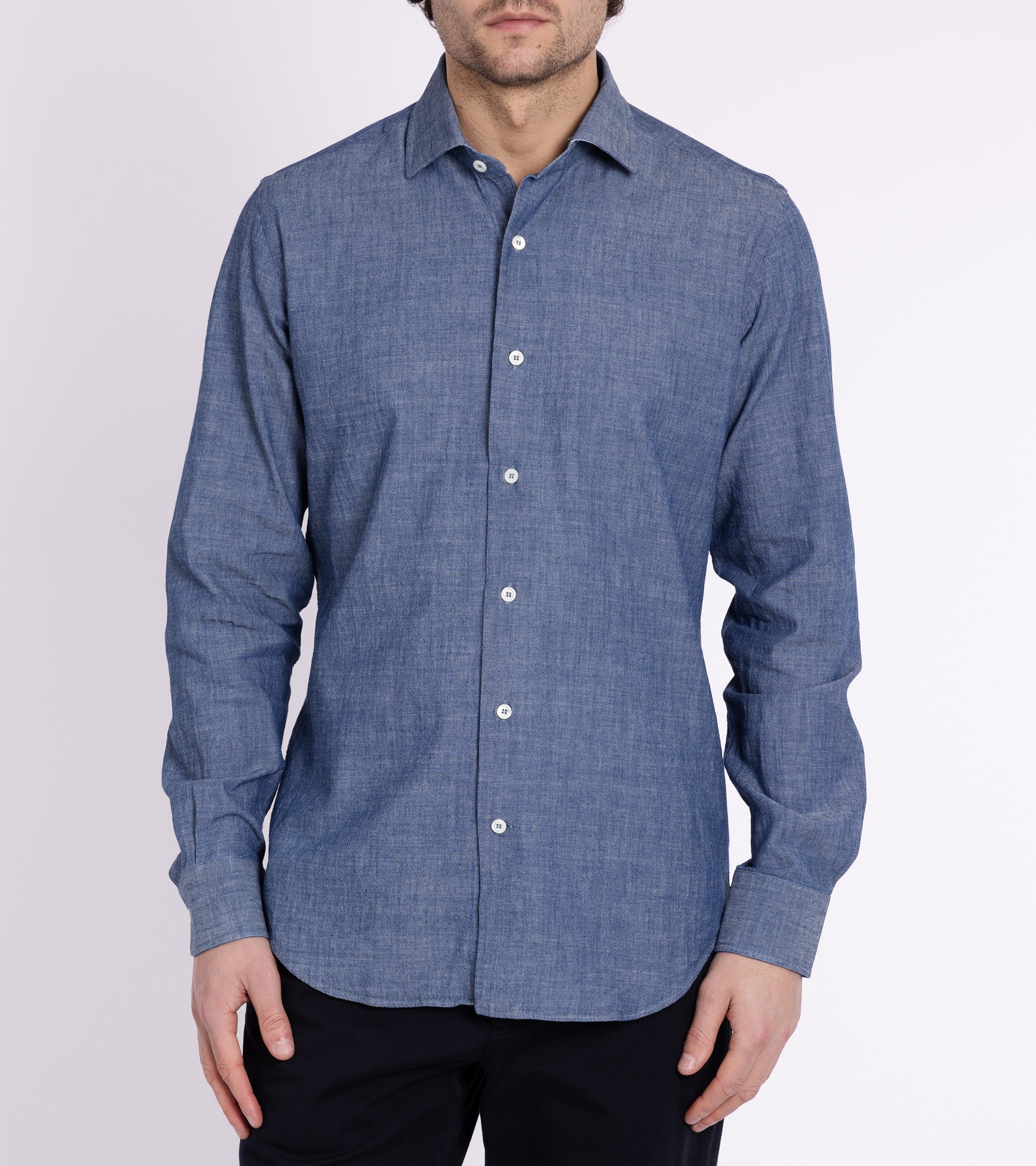 MCR Slim Japanese Chambray Shirt: Dark Blue