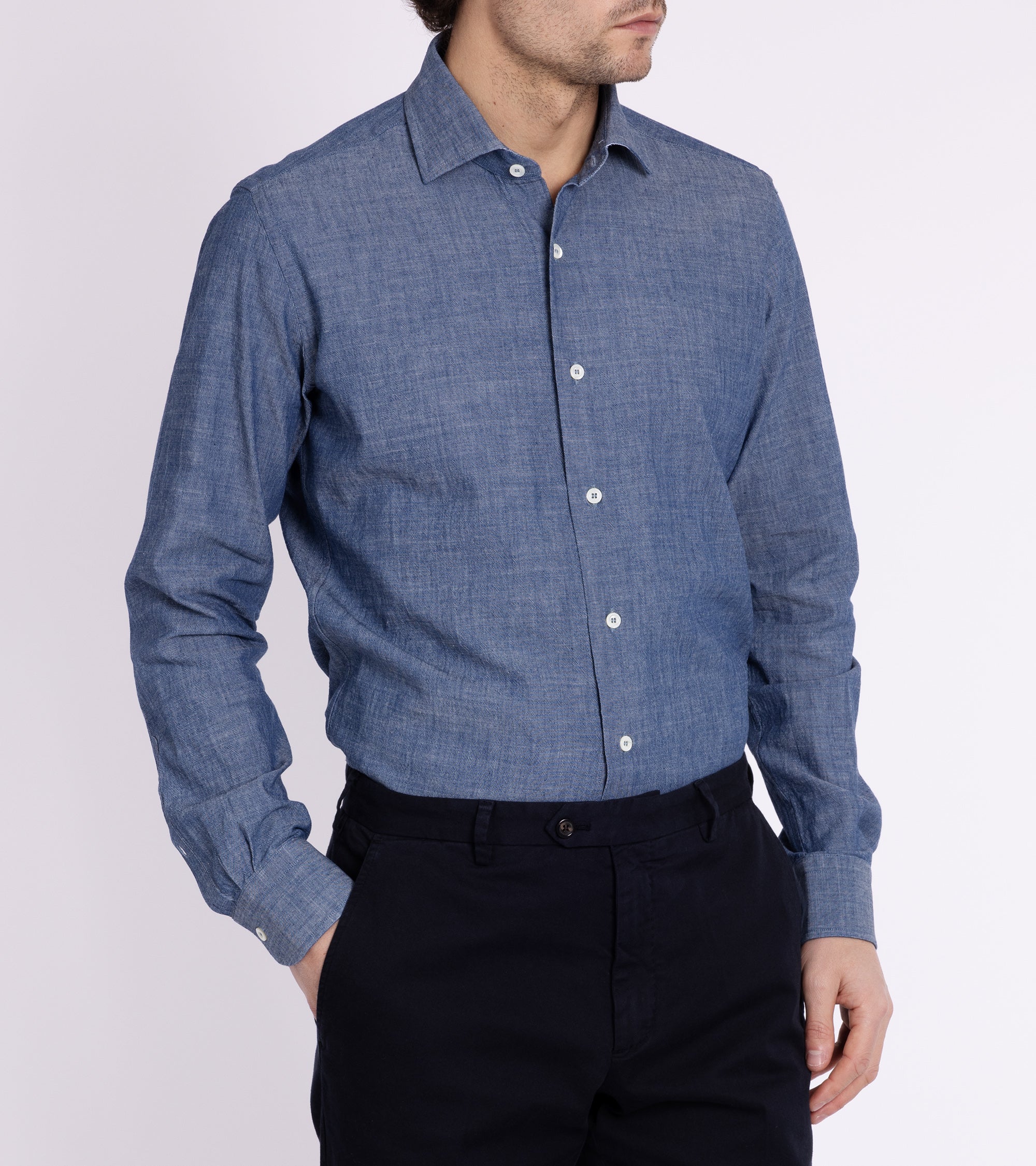 MCR Slim Japanese Chambray Shirt: Dark Blue