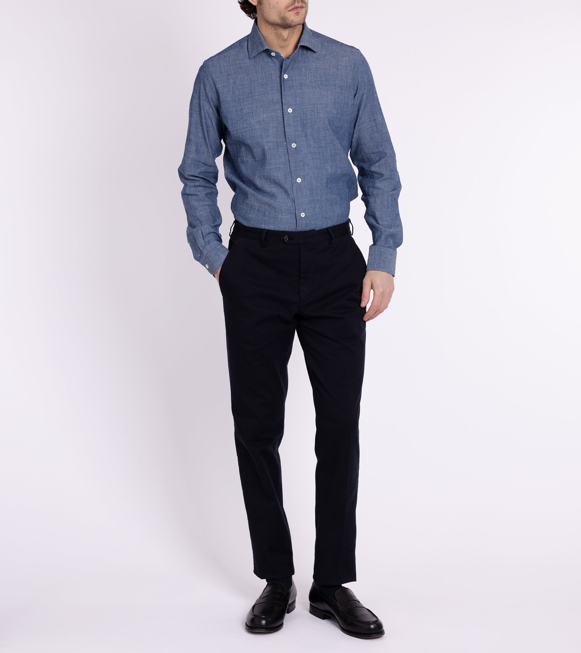 MCR Slim Japanese Chambray Shirt: Dark Blue