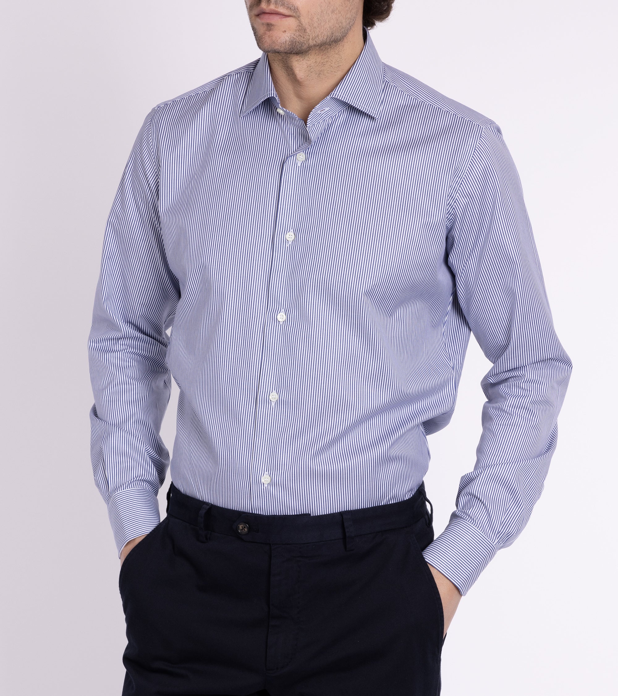 MCR Slim Twill Striped Shirt: Dark Blue