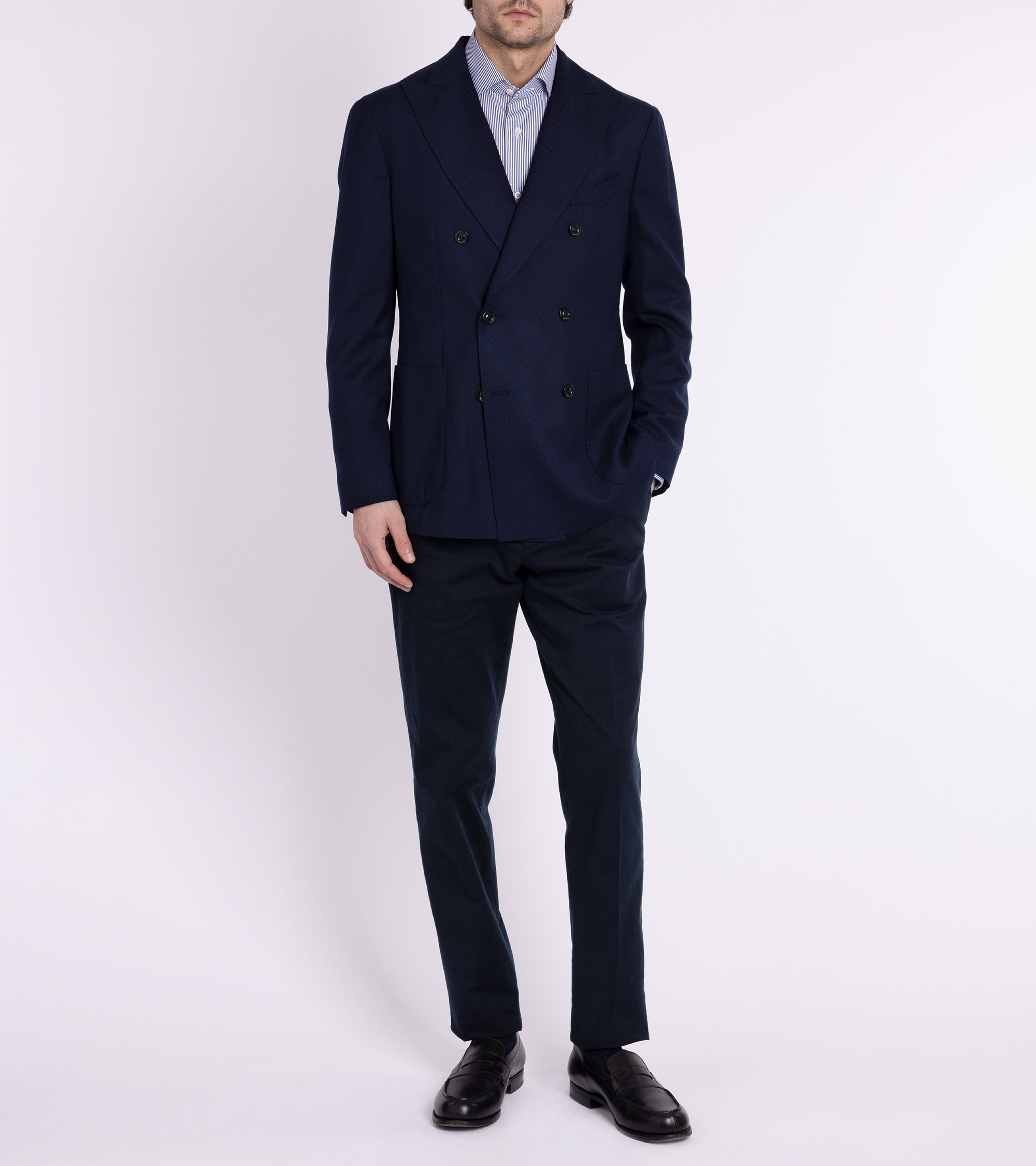 Boglioli Wool Hopsack Double-Breasted K Jacket: Navy