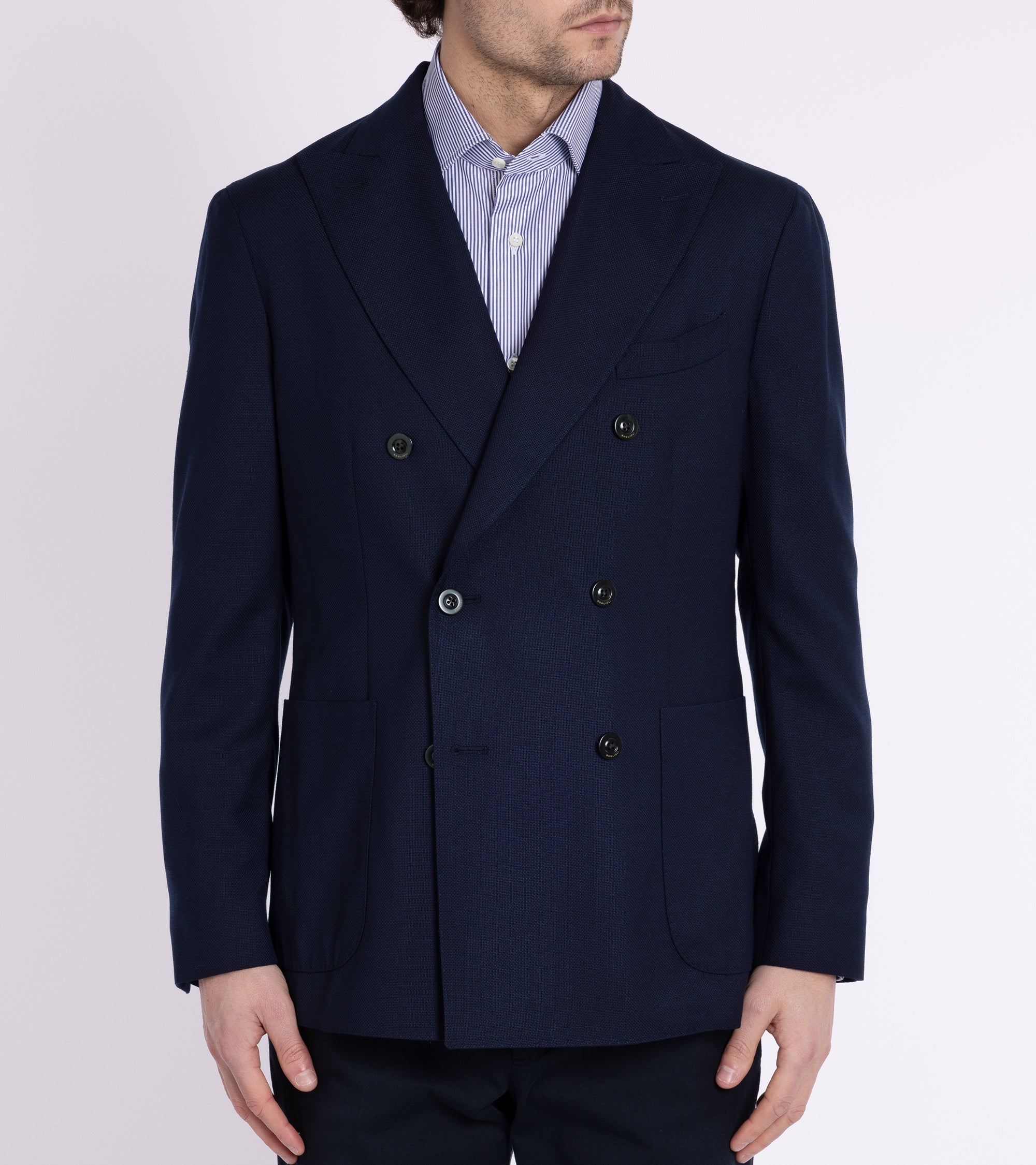 Boglioli Wool Hopsack Double-Breasted K Jacket: Navy