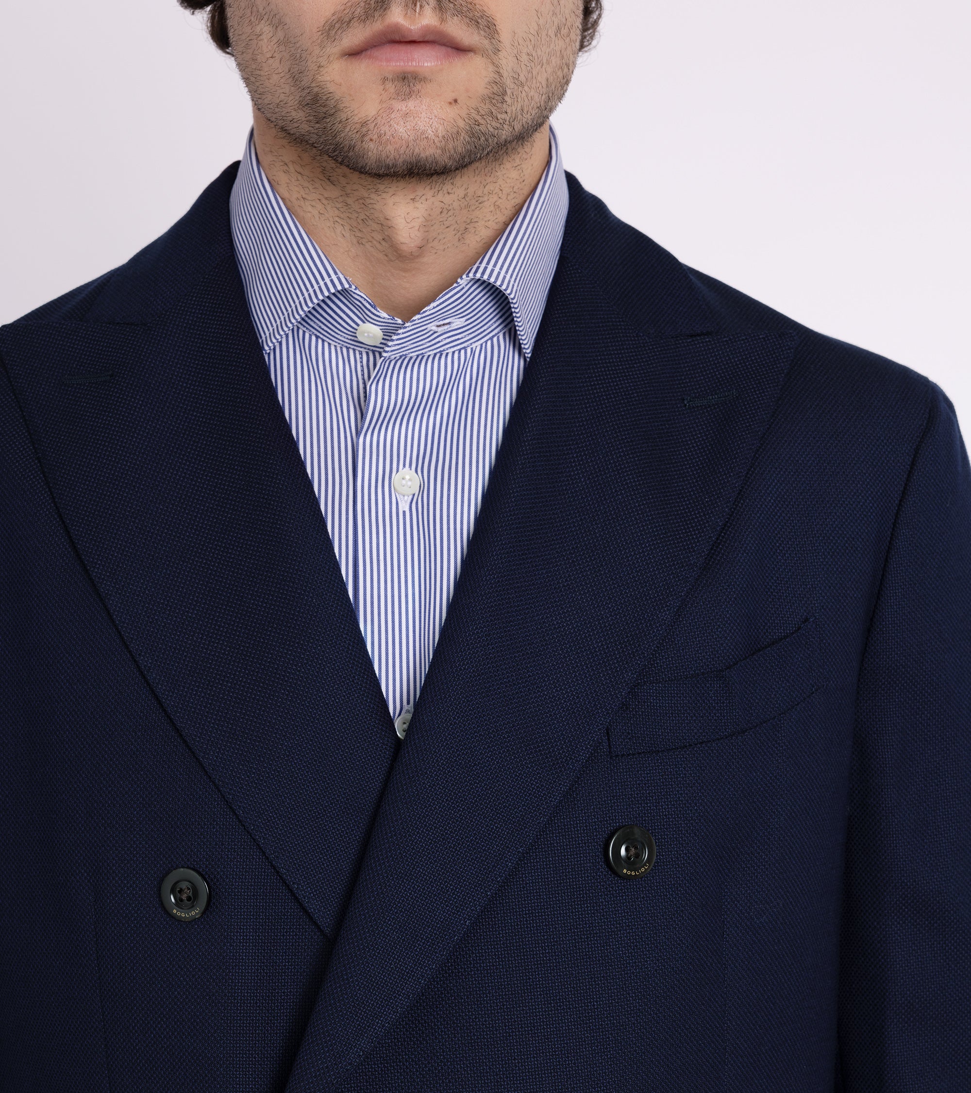 Boglioli Wool Hopsack Double-Breasted K Jacket: Navy