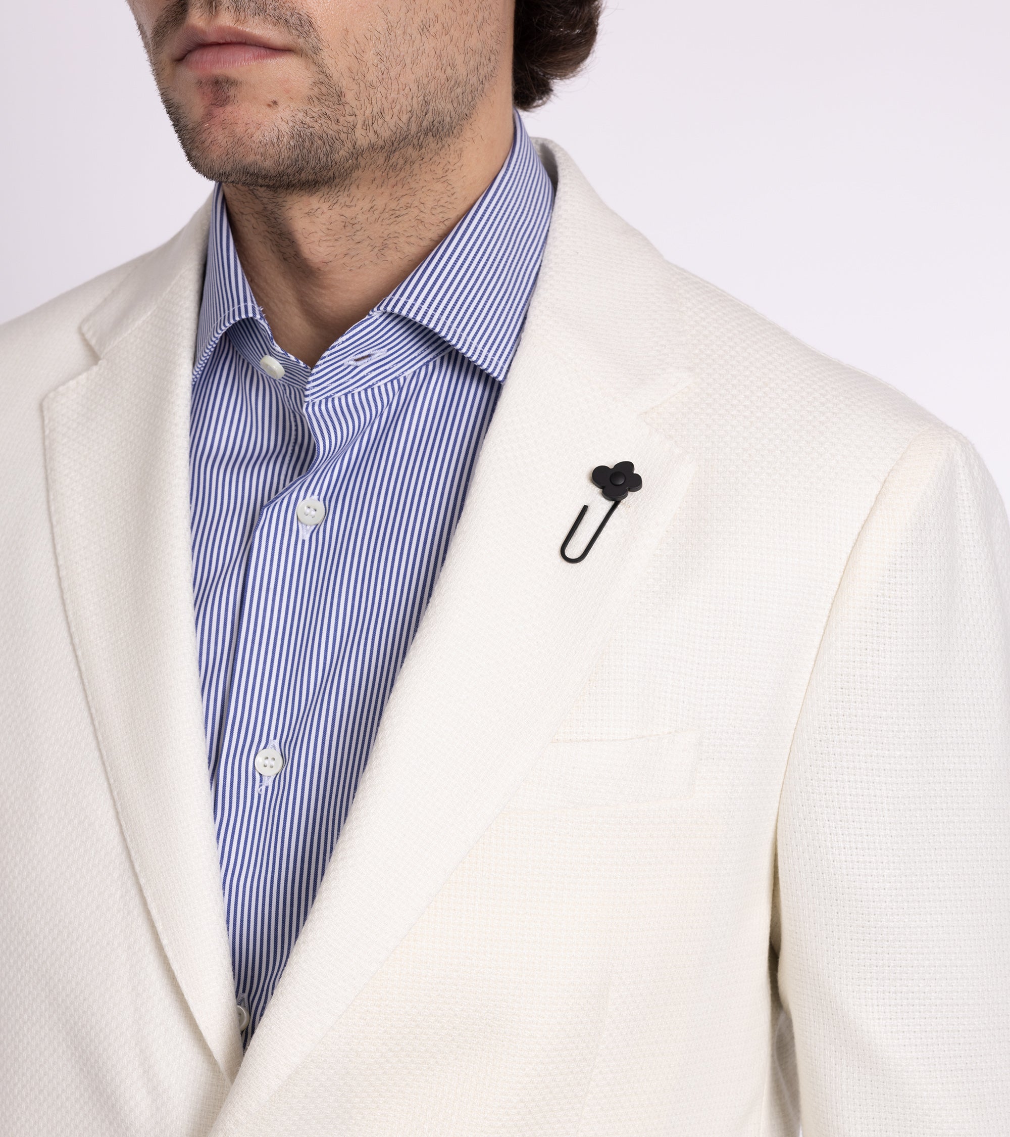 Lardini Wool Linen Silk Basketweave Jacket: Cream