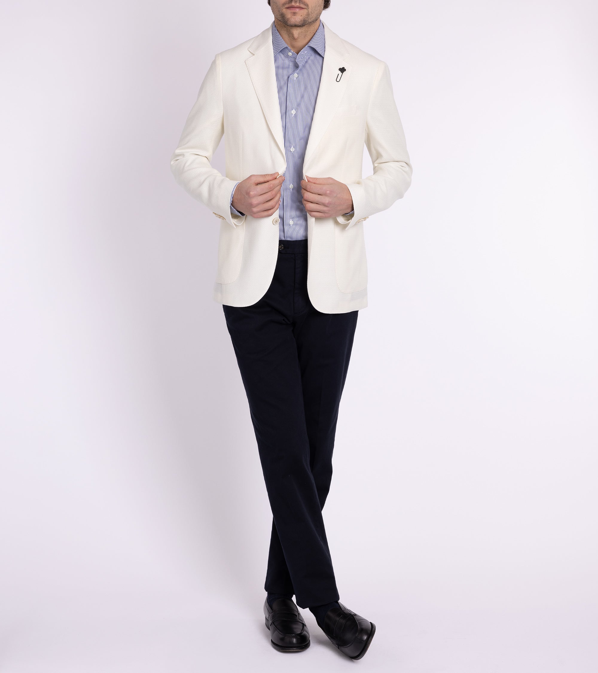 Lardini Wool Linen Silk Basketweave Jacket: Cream