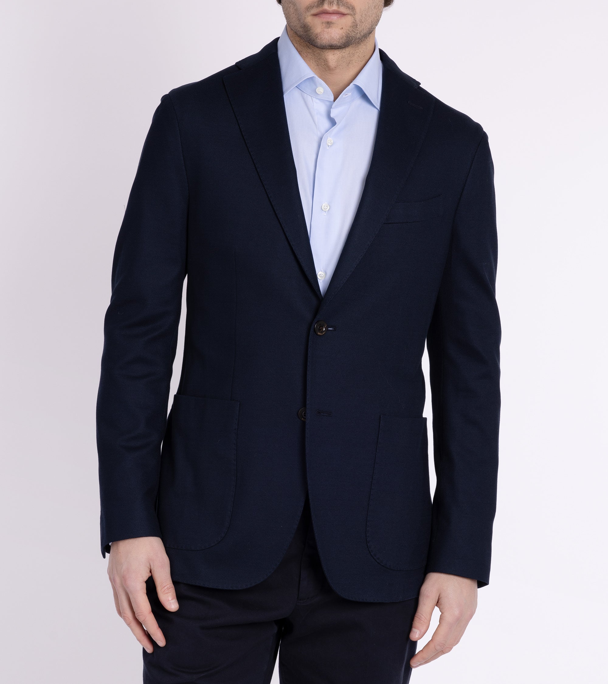 Boglioli Cotton Jersey Hopsack K Jacket: Navy