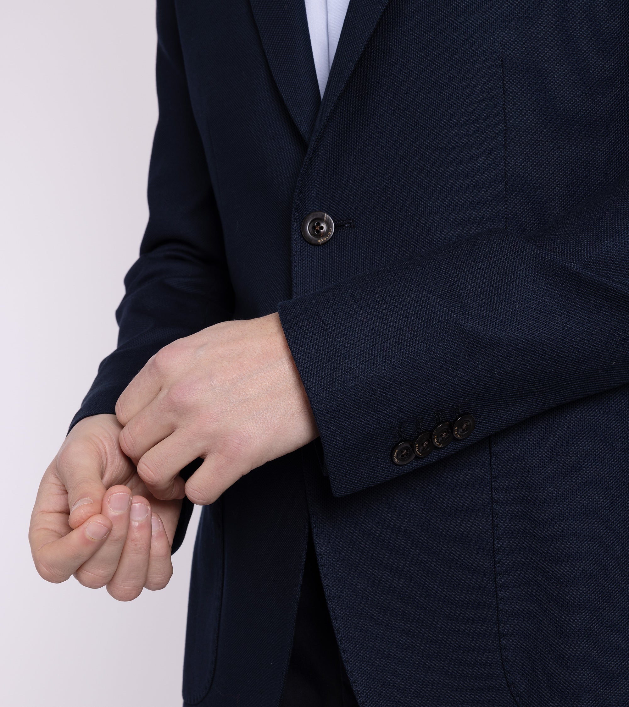 Boglioli Cotton Jersey Hopsack K Jacket: Navy