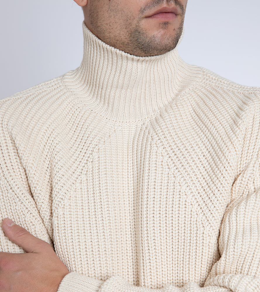 Batoner Signature Wool Turtle Neck Sweater: Ivory – Trunk Clothiers