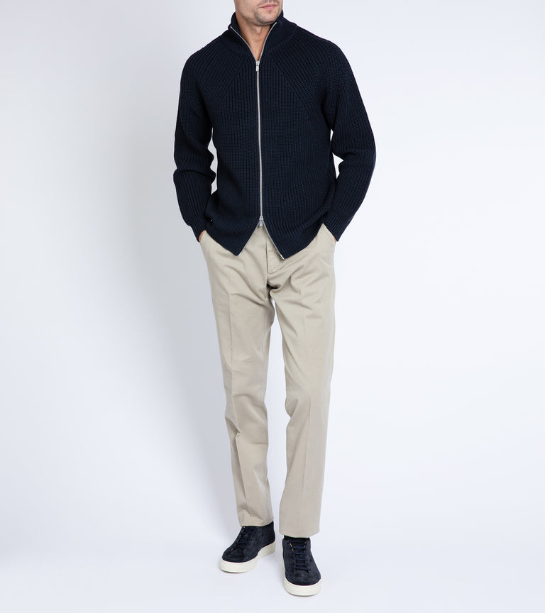 Batoner Signature Driver's Knit Wool Zip Cardigan: Navy – Trunk