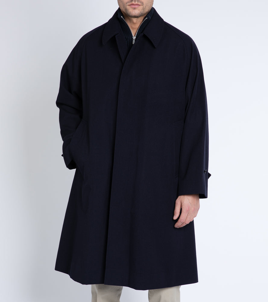 Kaptain Sunshine Wool Cotton Walker Coat: Navy