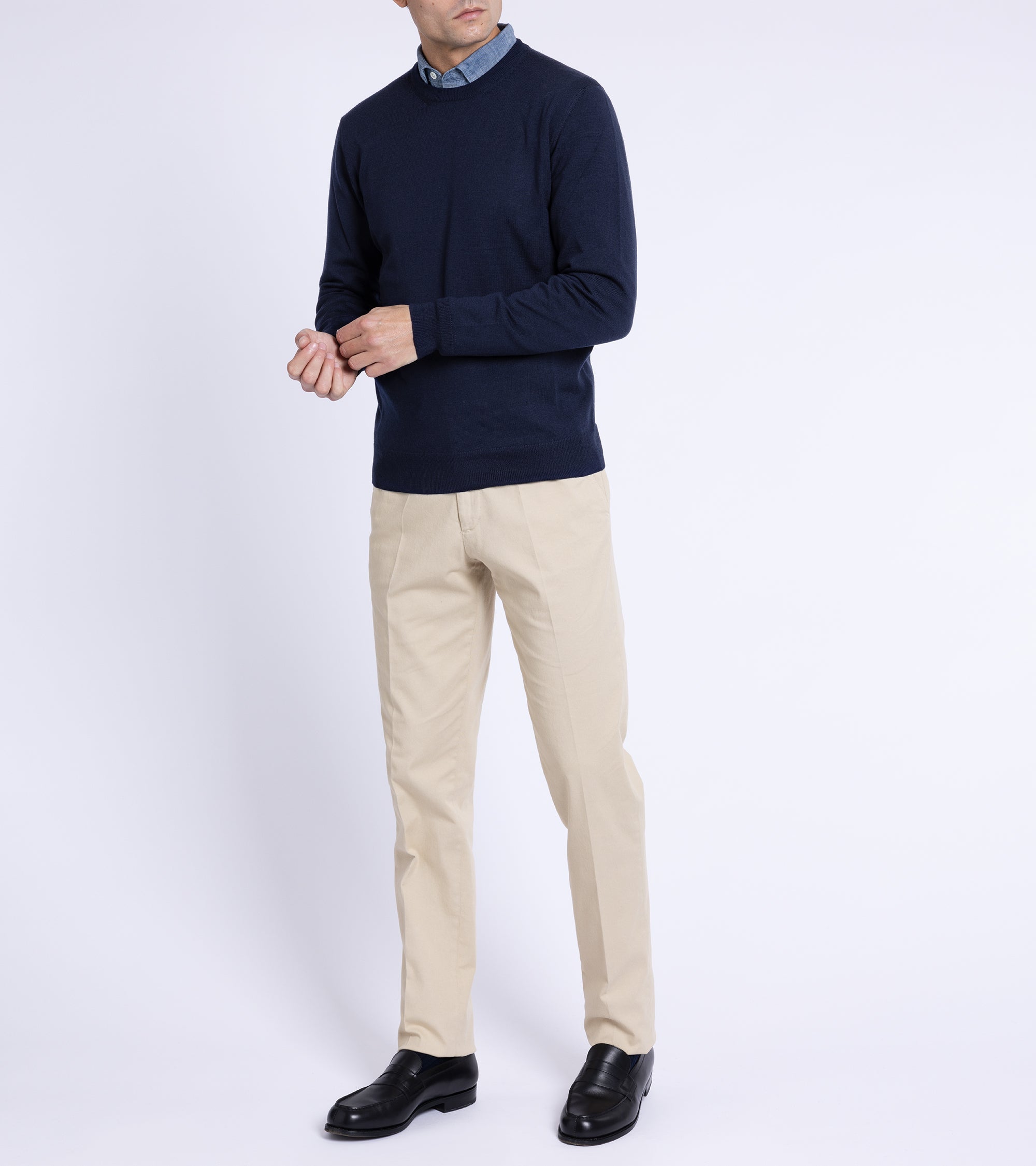 Trunk Harley Merino Crew Neck Sweater: Navy