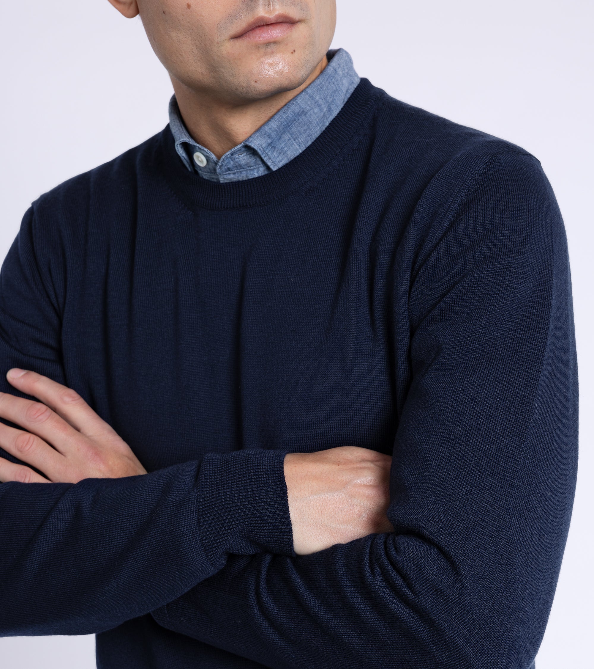 Trunk Harley Merino Crew Neck Sweater: Navy