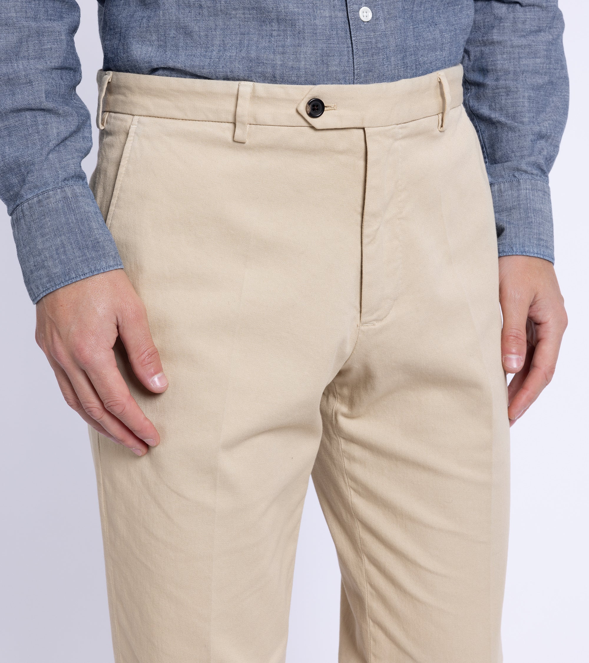 Trunk Palmer Flat Front Cotton Twill Trousers: Sand