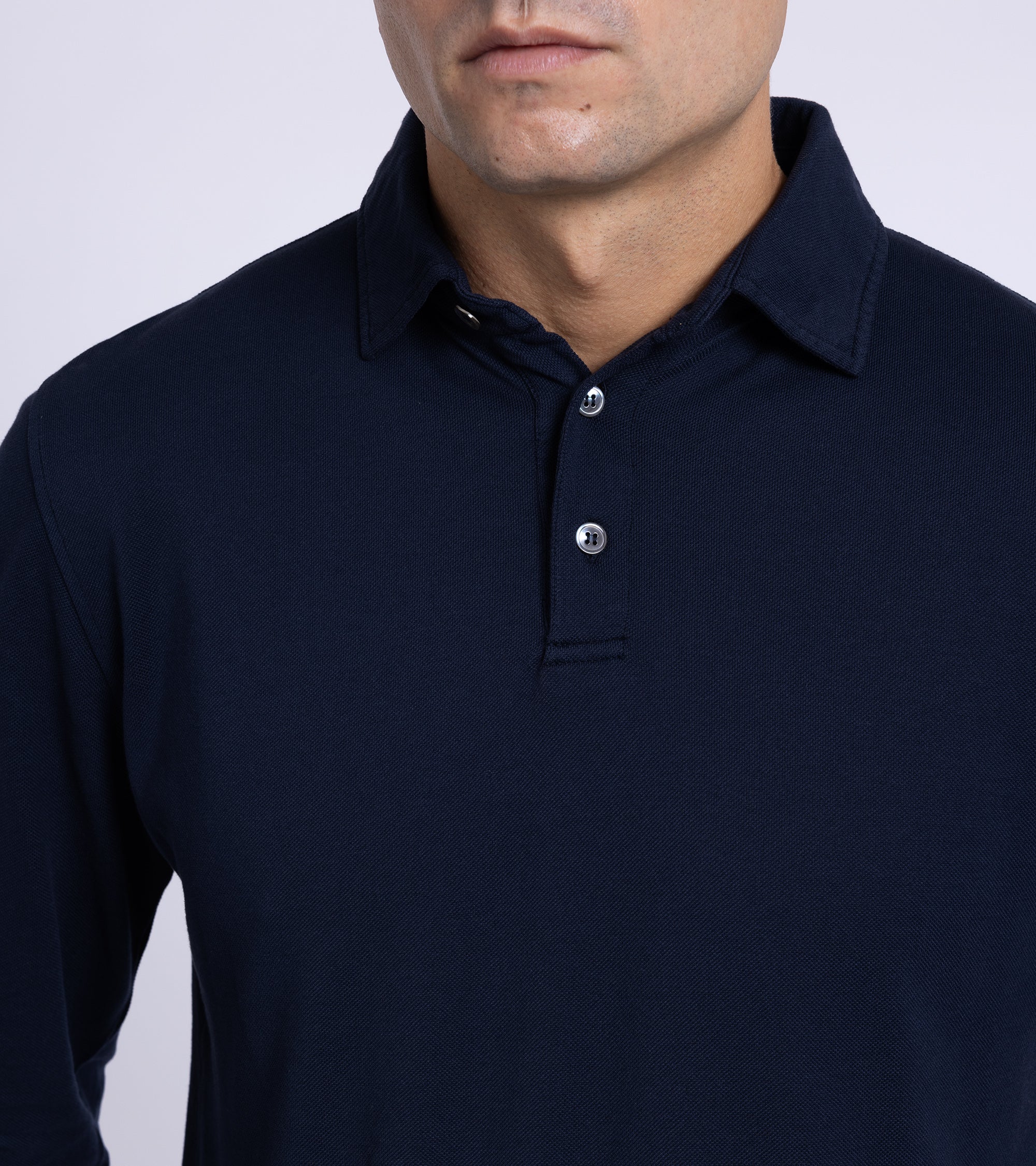 Trunk Moxon Long Sleeve Polo Shirt: Navy