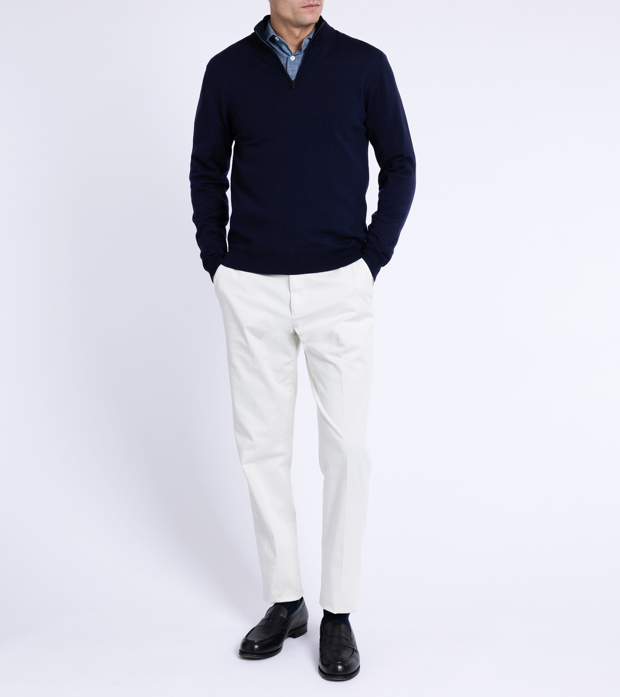 Trunk Trebeck Merino Half Zip Sweater: Navy