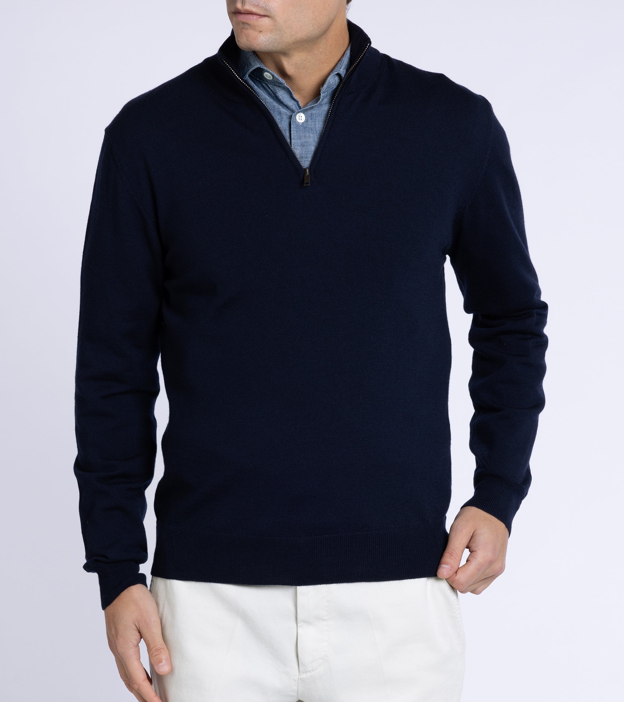 Trunk Trebeck Merino Half Zip Sweater: Navy