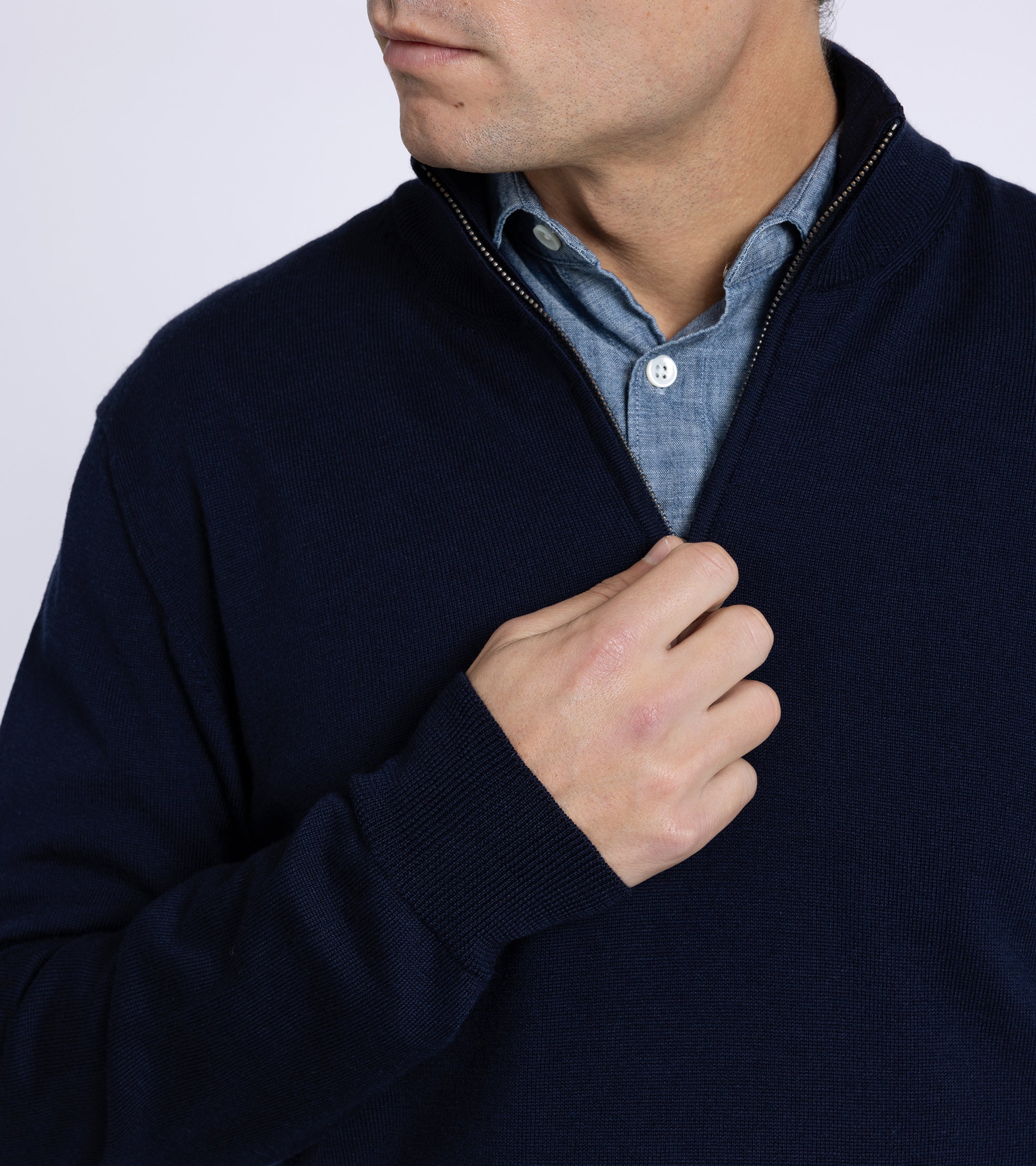 Trunk Trebeck Merino Half Zip Sweater: Navy