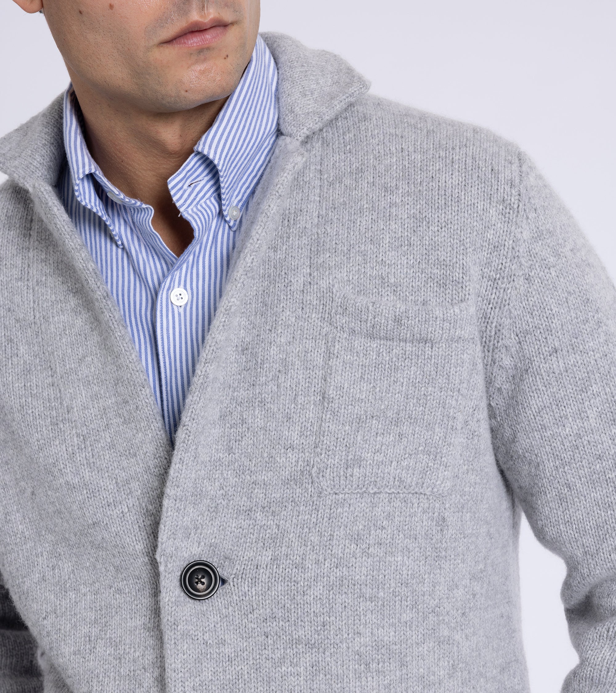 Doppiaa Aalviero Wool Knit Cardigan Jacket: Grey