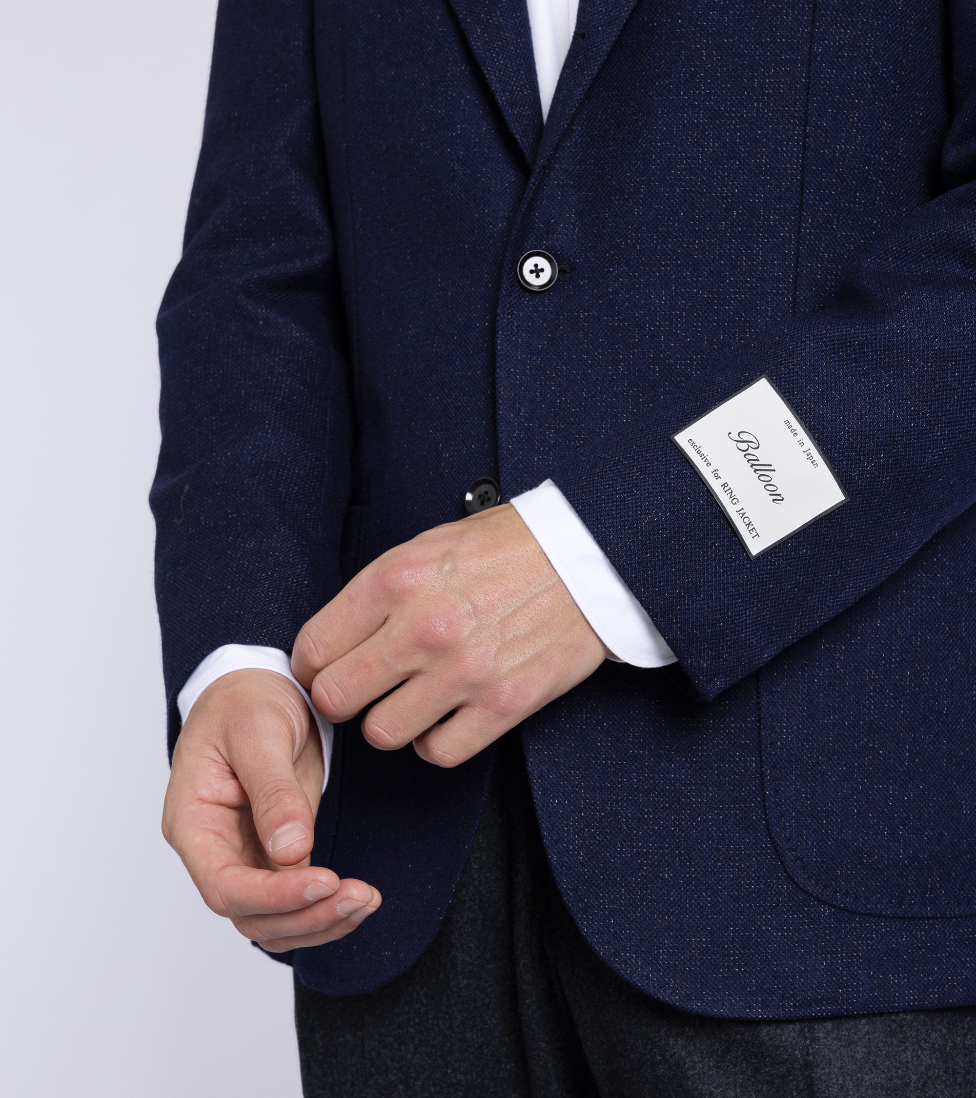 Ring Jacket Wool Silk Balloon Jacket: Navy