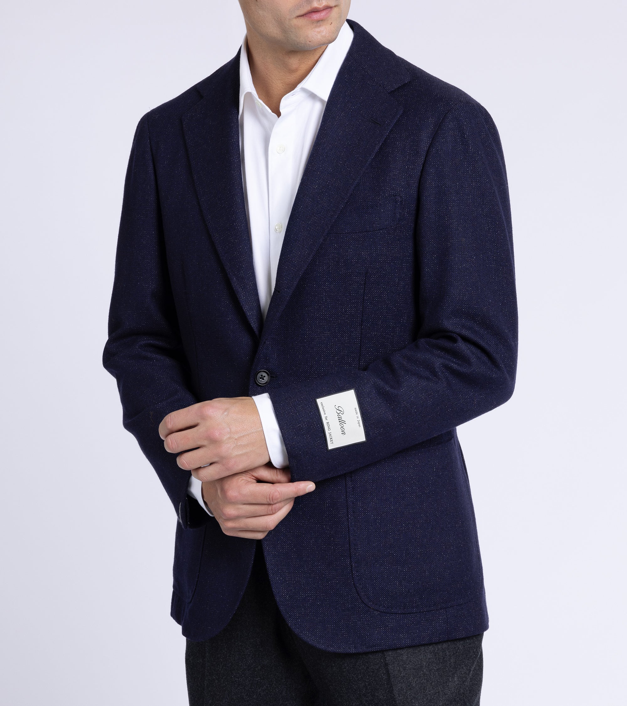 Ring Jacket Wool Silk Balloon Jacket: Navy