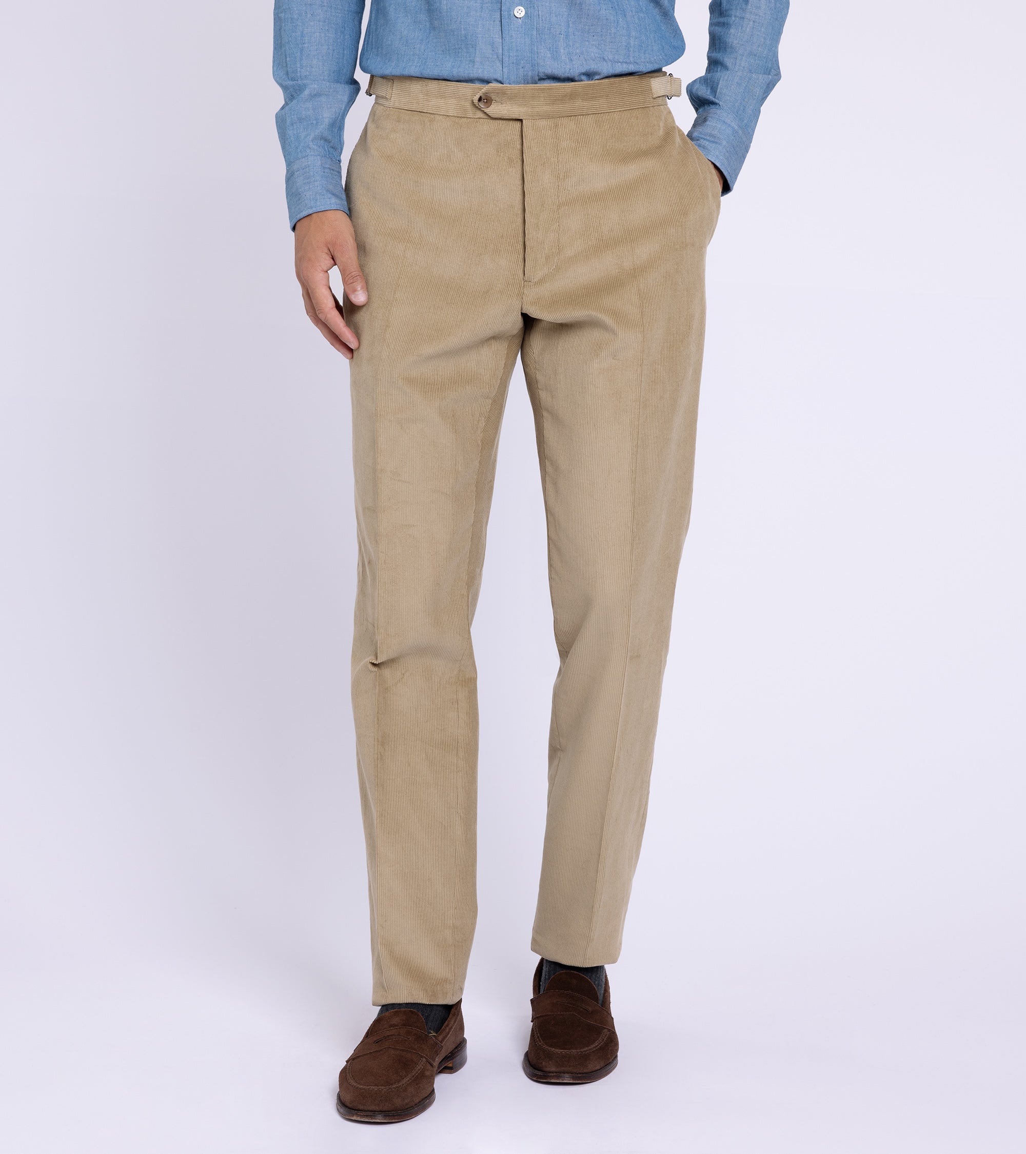 Trunk Wigmore Fine Cotton Corduroy Suit Trousers: Beige