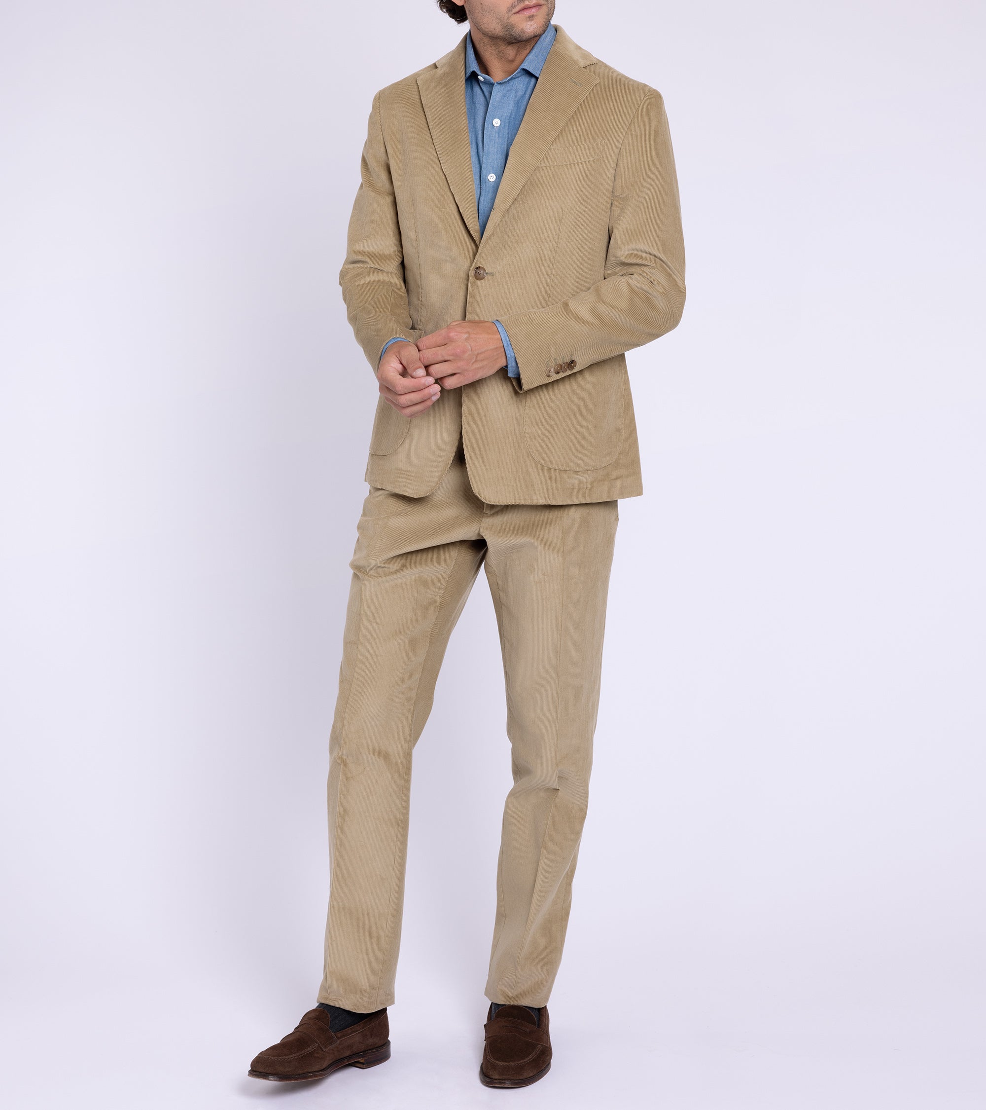 Trunk Wigmore Fine Cotton Corduroy Suit Trousers: Beige