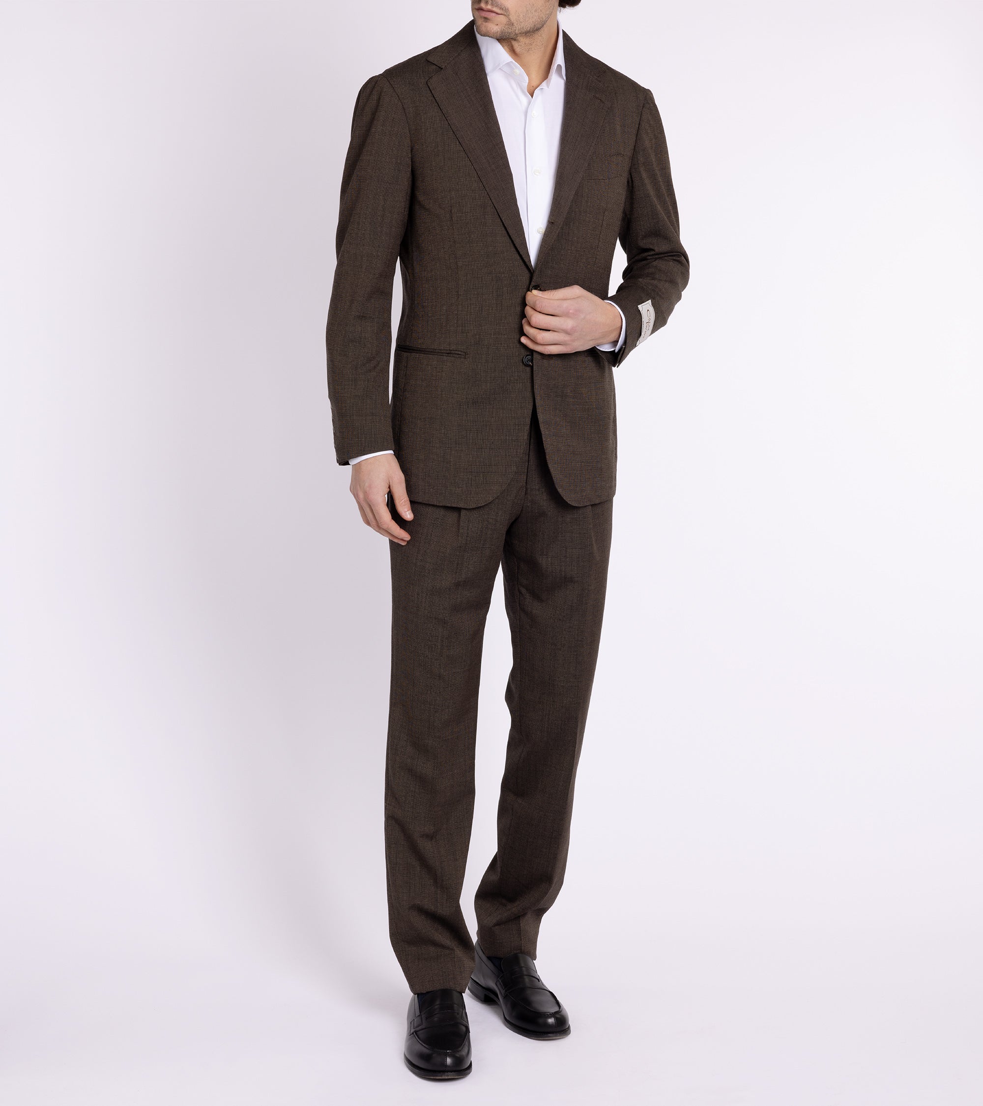 Ring Jacket Meister Calm Twist Wool Suit: Brown